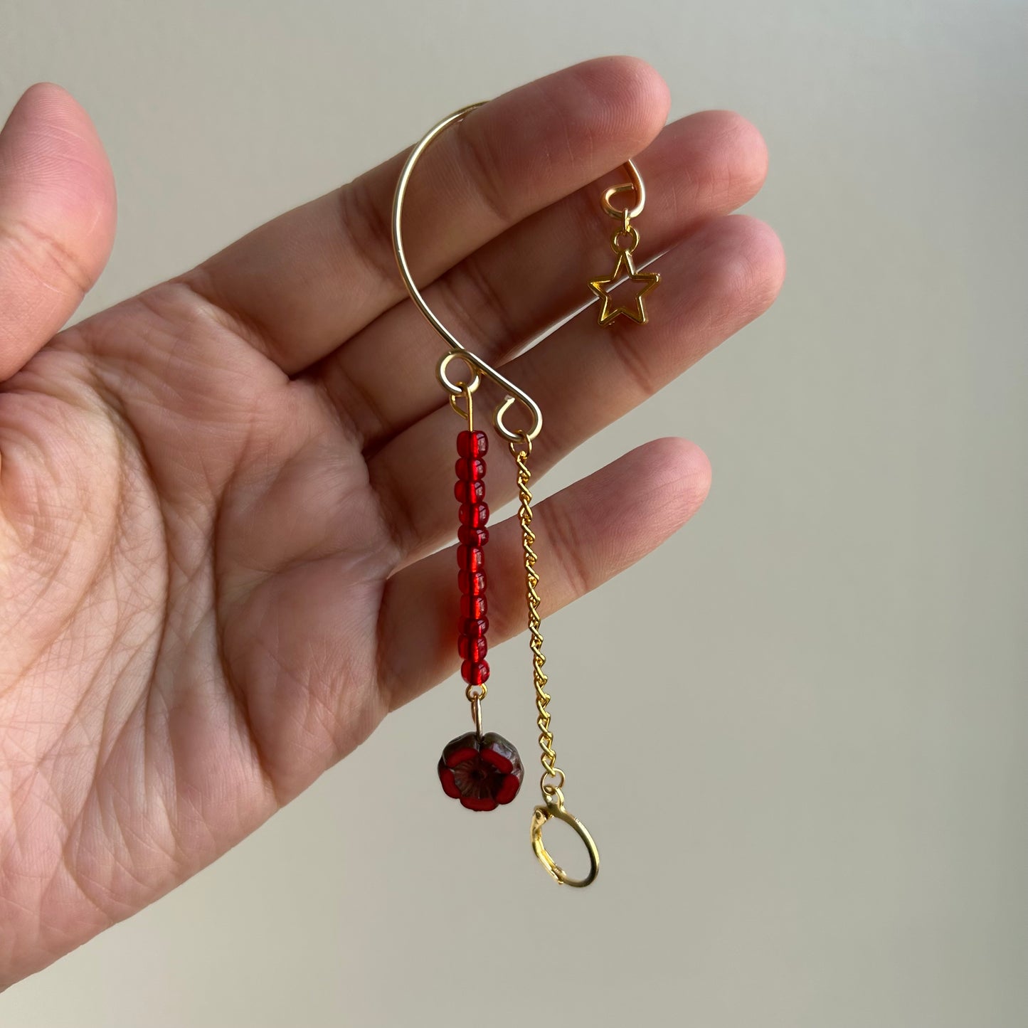 Red Flower Loop Earplug Ear Cuffs *LOOPS NOT INCLUDED*