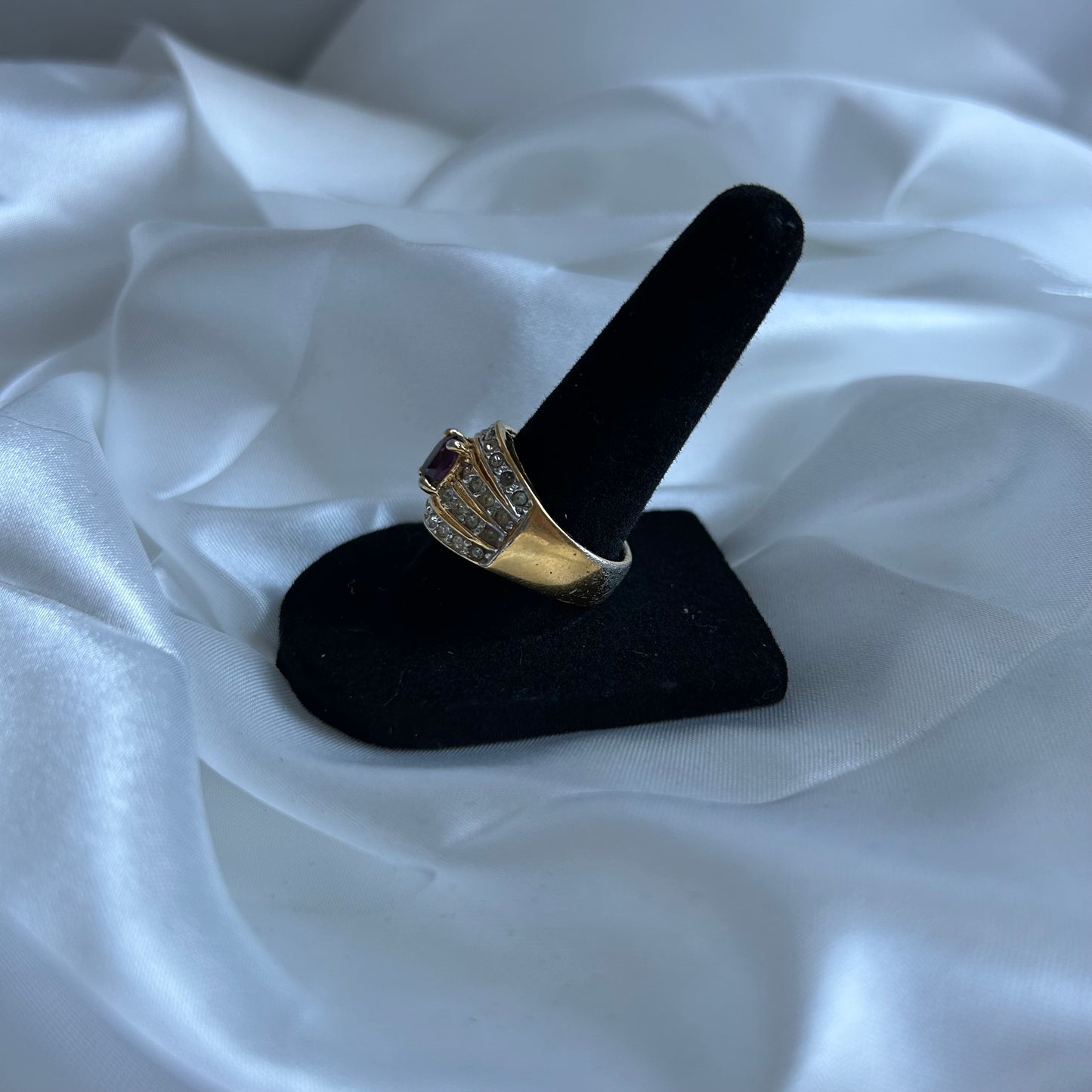 Vintage Joan Rivers Amethyst and Rhinestone Ring (Size US 7.5)