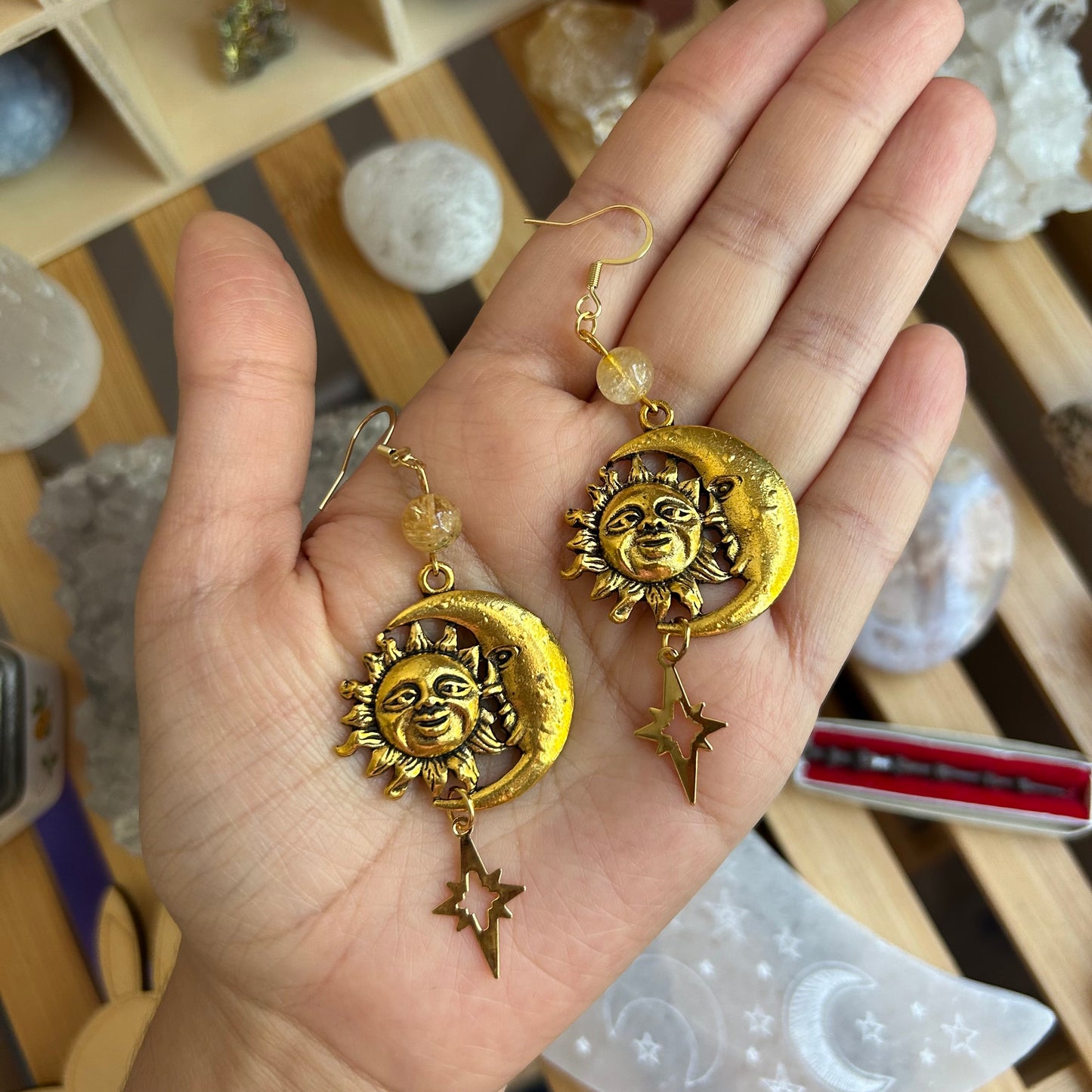 Citrine Sun & Moon Earrings
