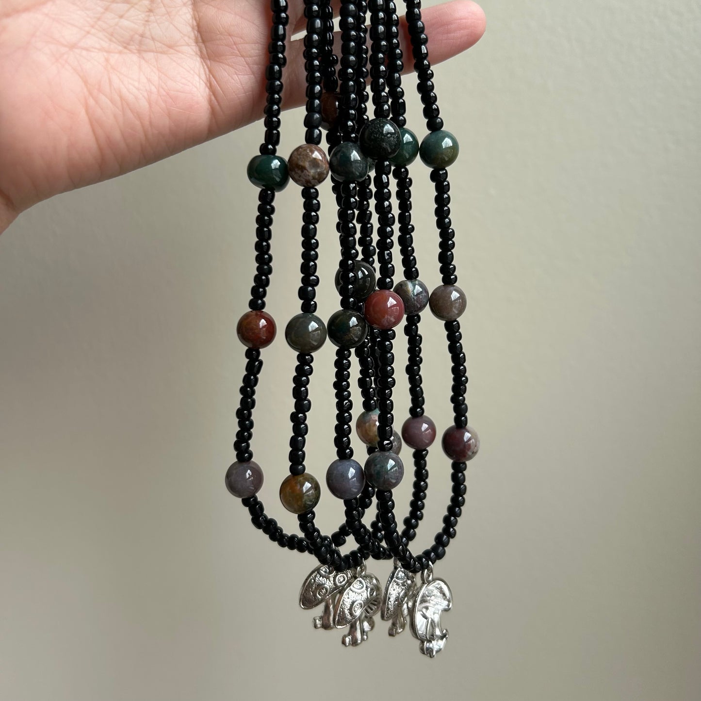 Agate Mushroom Beaded Necklace