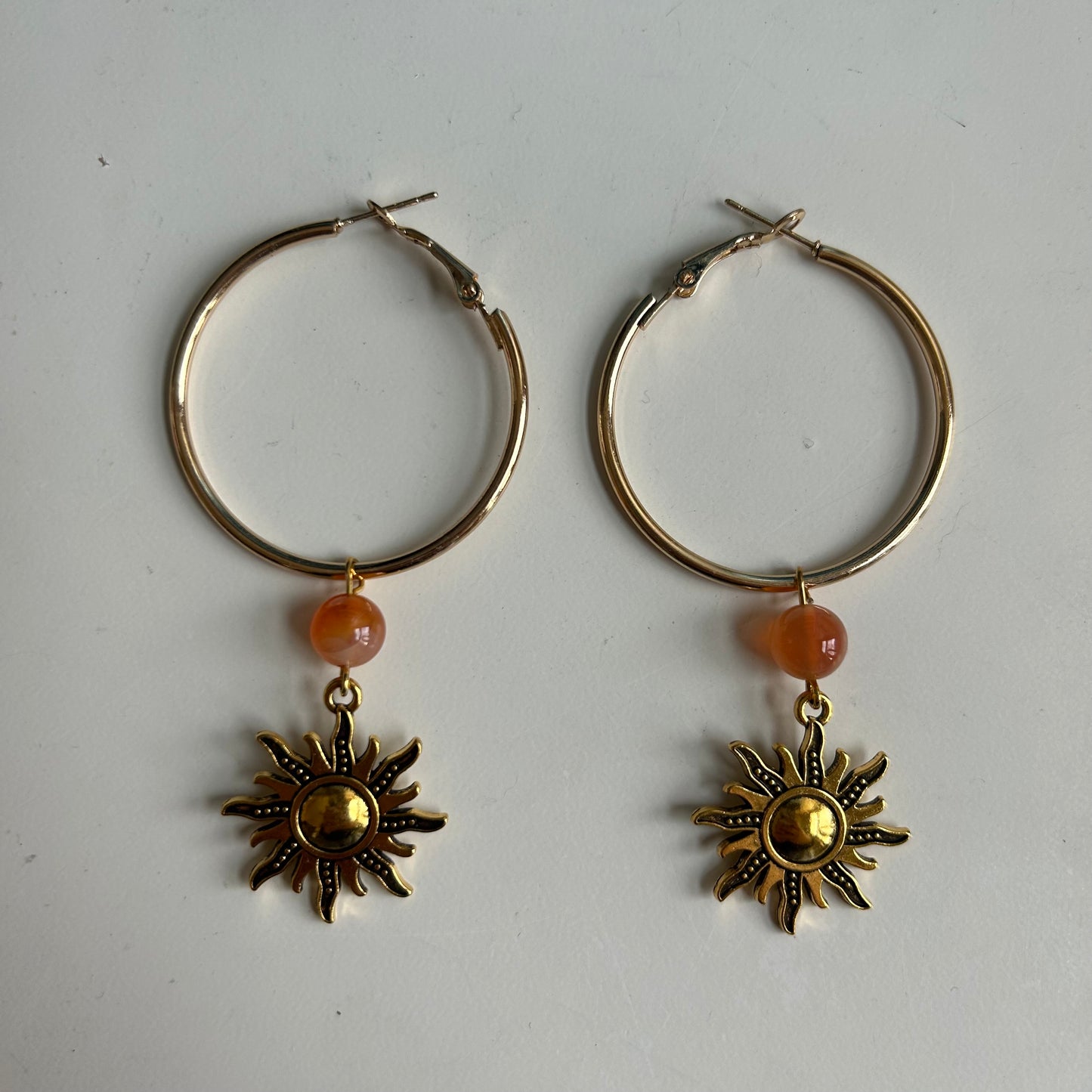 Carnelian Sun Hoop Earrings
