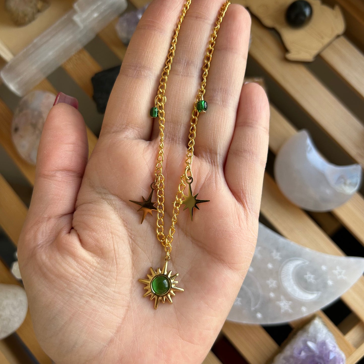 Green Sunburst Necklace