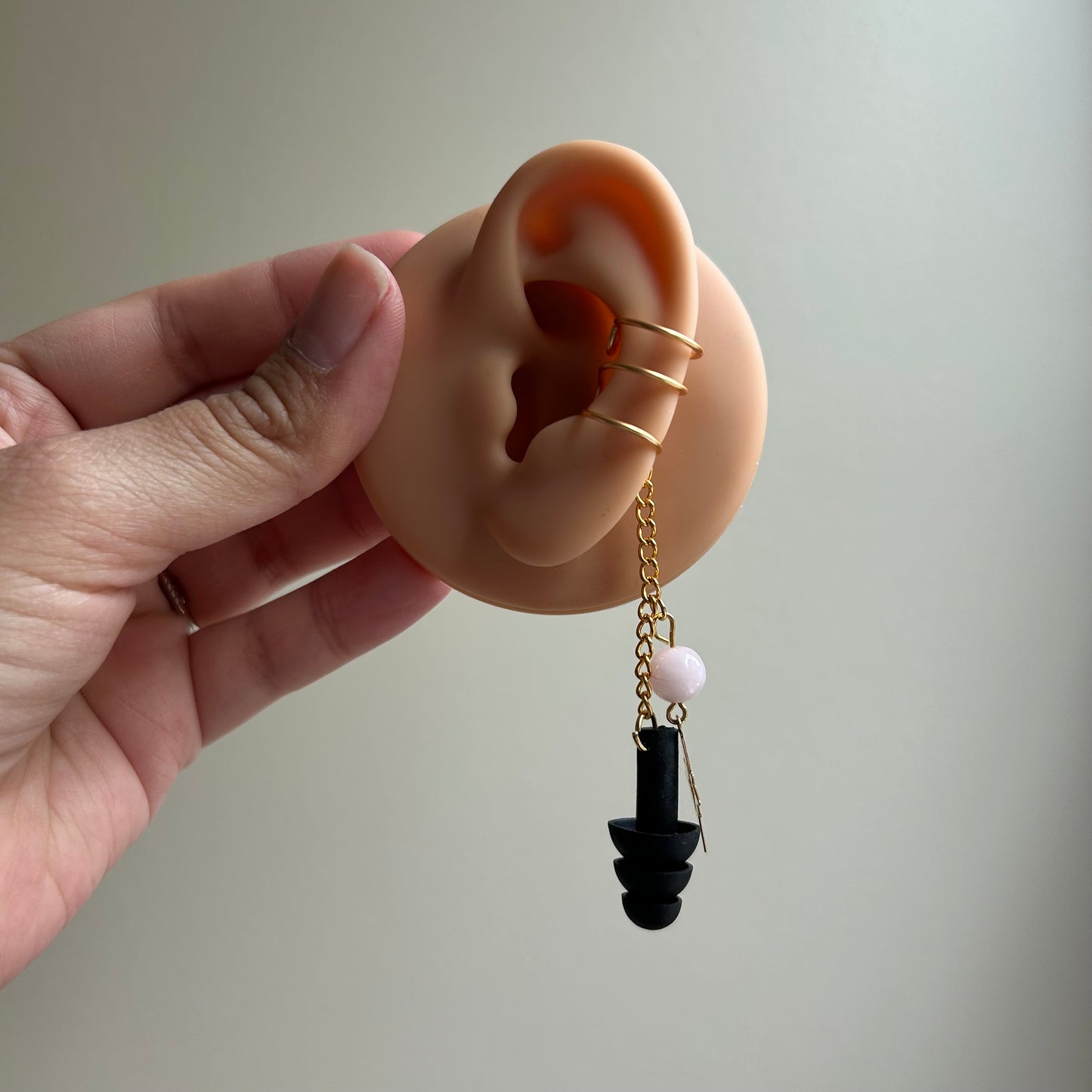 Gold Rose Quartz Earplug Ear Cuffs
