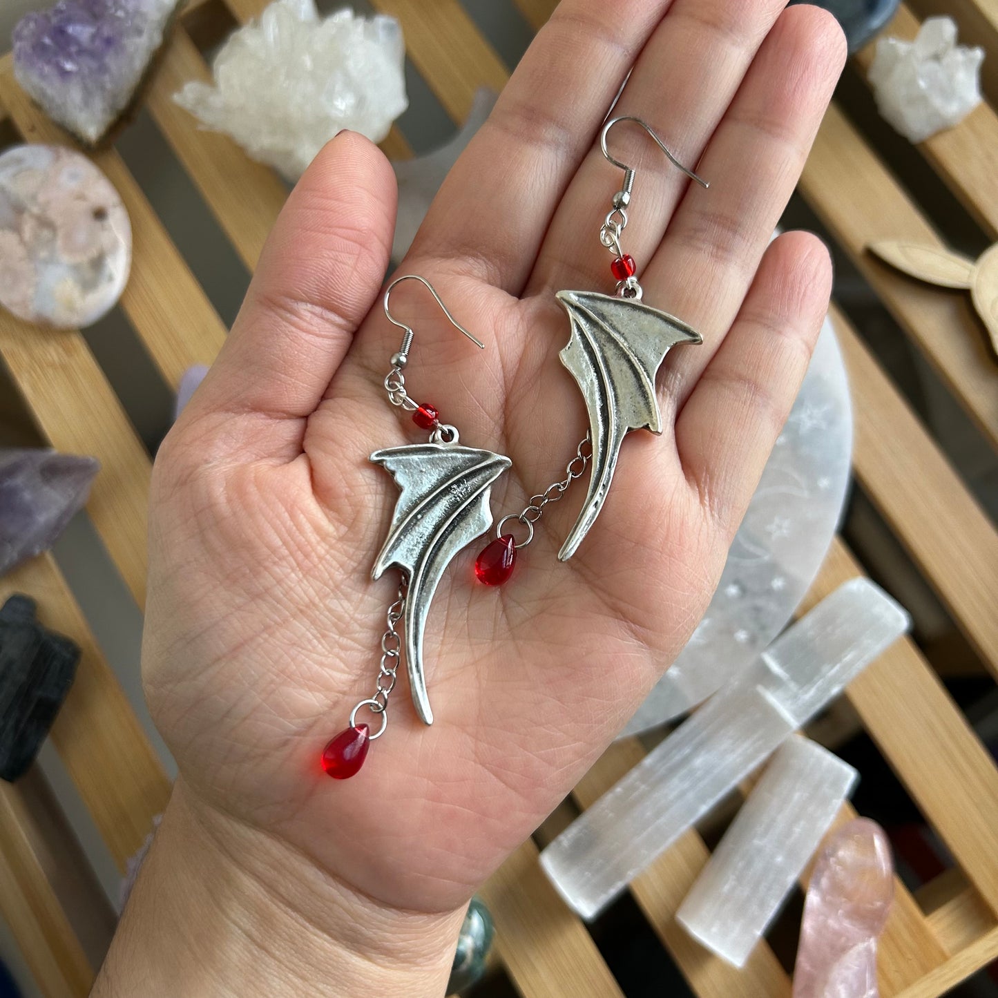 Bloody Vampire Bat Earrings