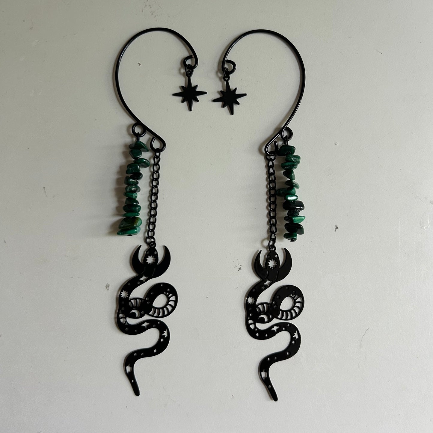 Malachite Snake Ear Cuffs