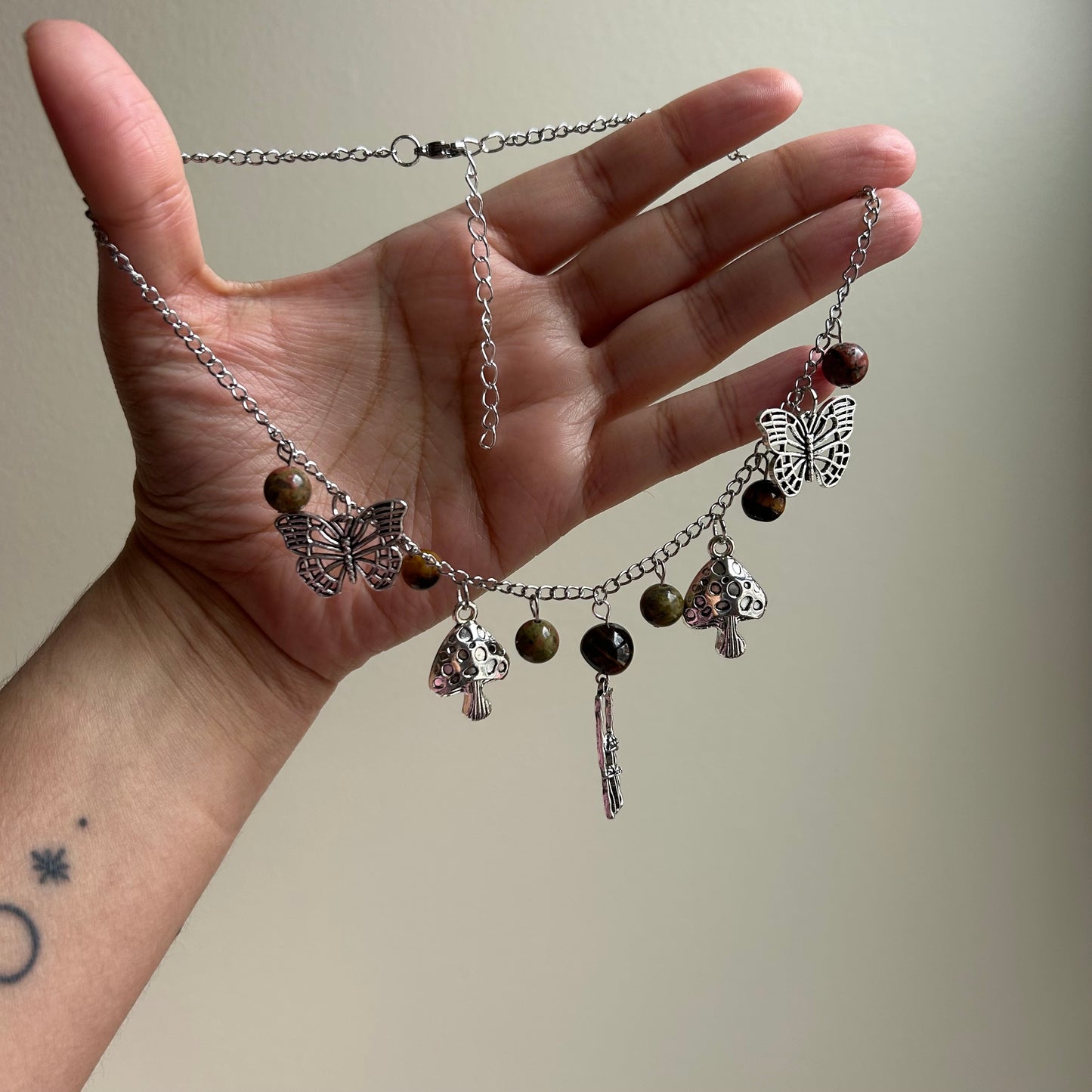 Mushroom Butterfly Necklace