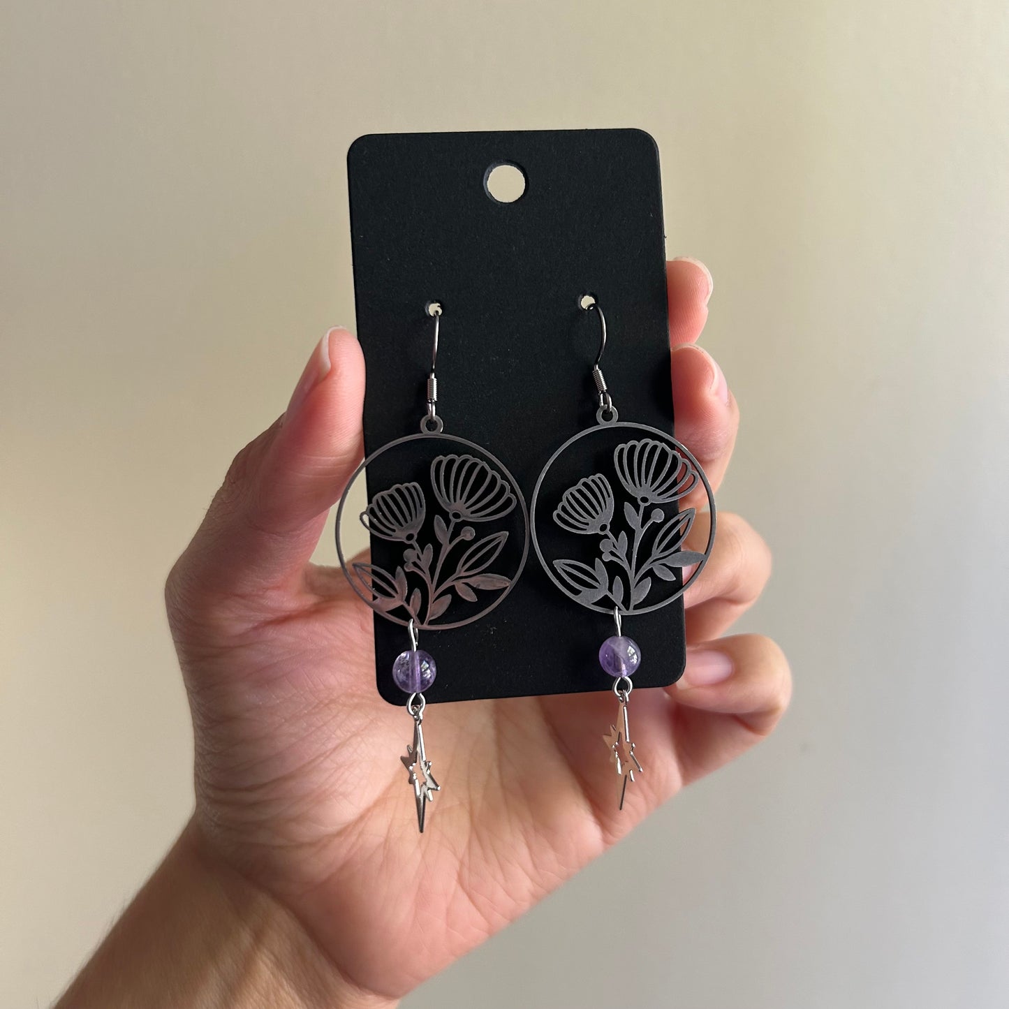 Amethyst Flowers & Stars Earrings