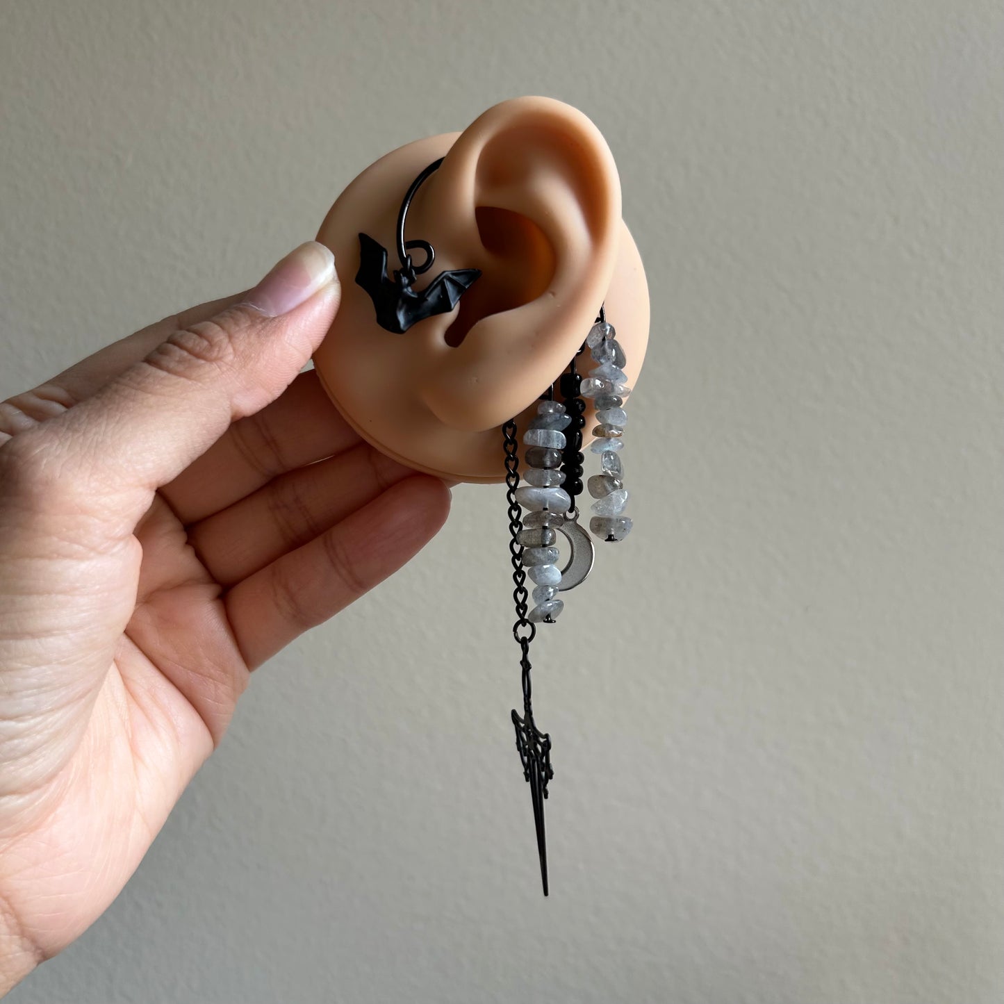Midnight Labradorite Bat Ear Cuffs