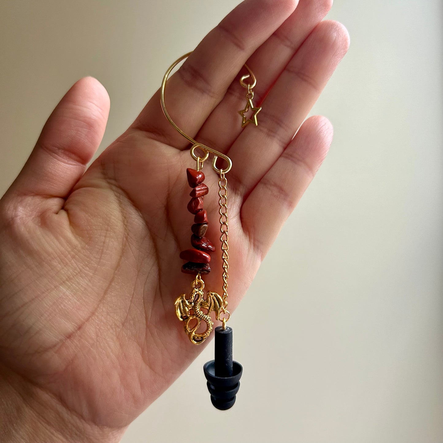 Red Jasper Dragon Earplug Ear Cuffs