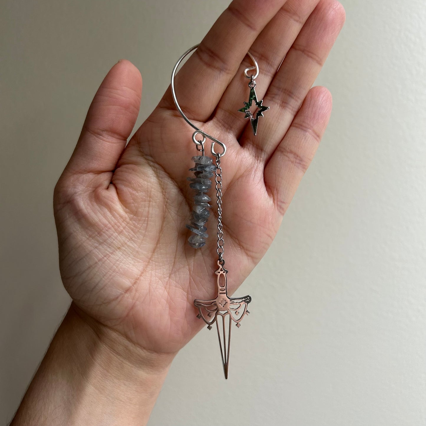 Silver Sword Ear Cuffs