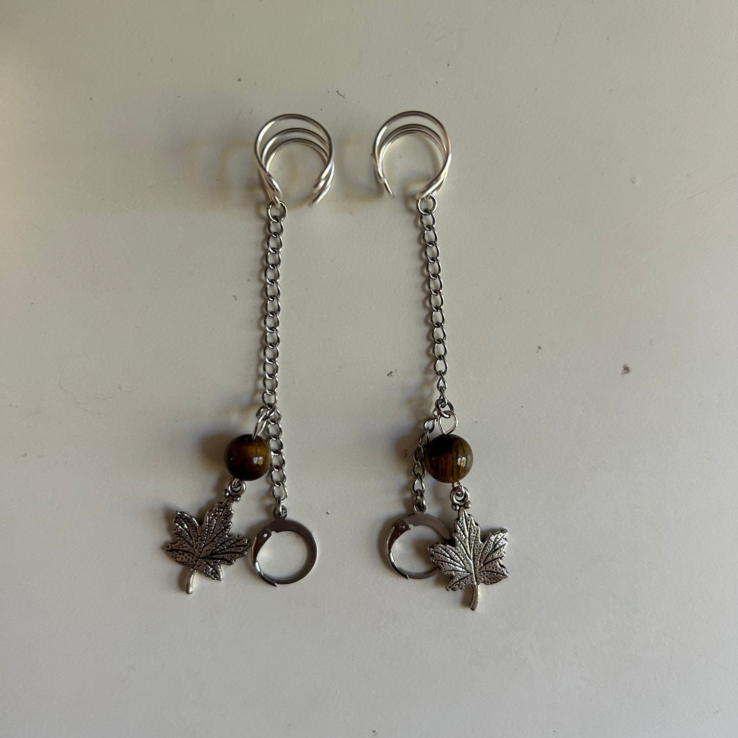 Tigers Eye Leaf LOOP Ear Cuffs *LOOPS NOT INCLUDED*