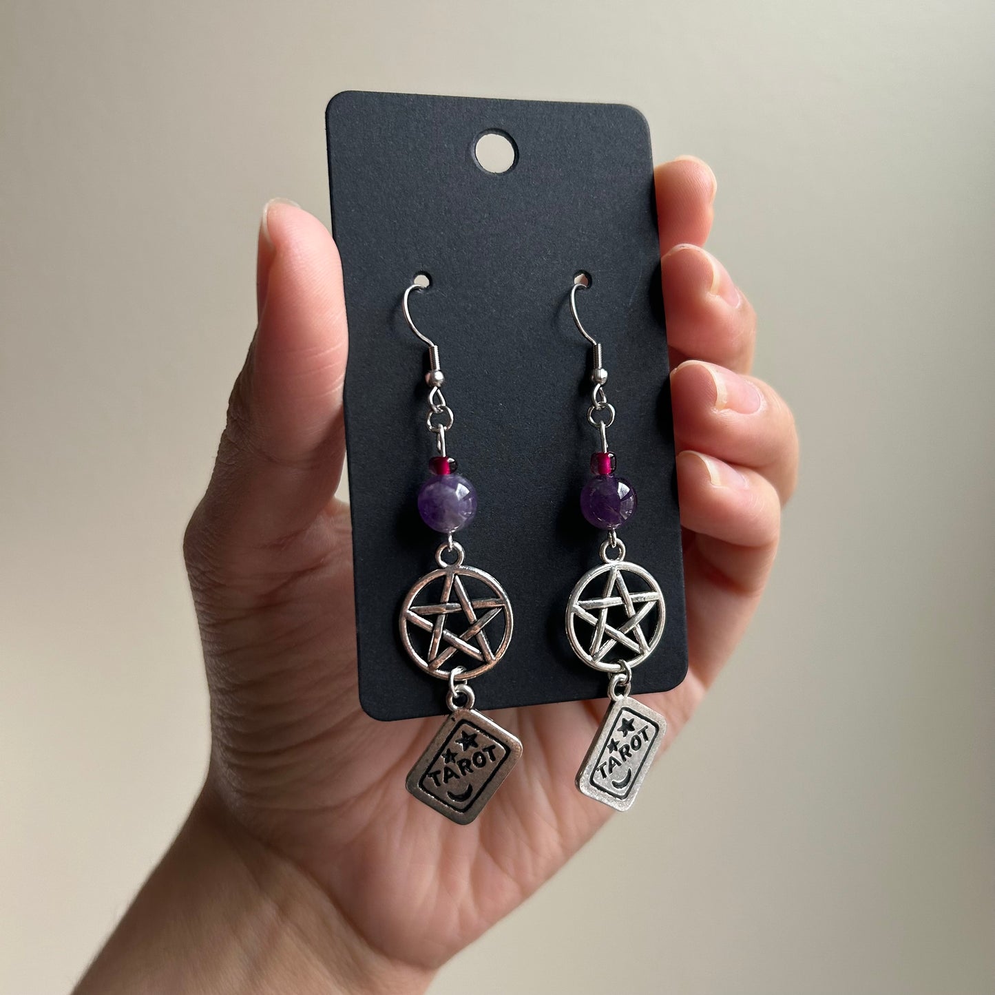 Amethyst Tarot Card Earrings