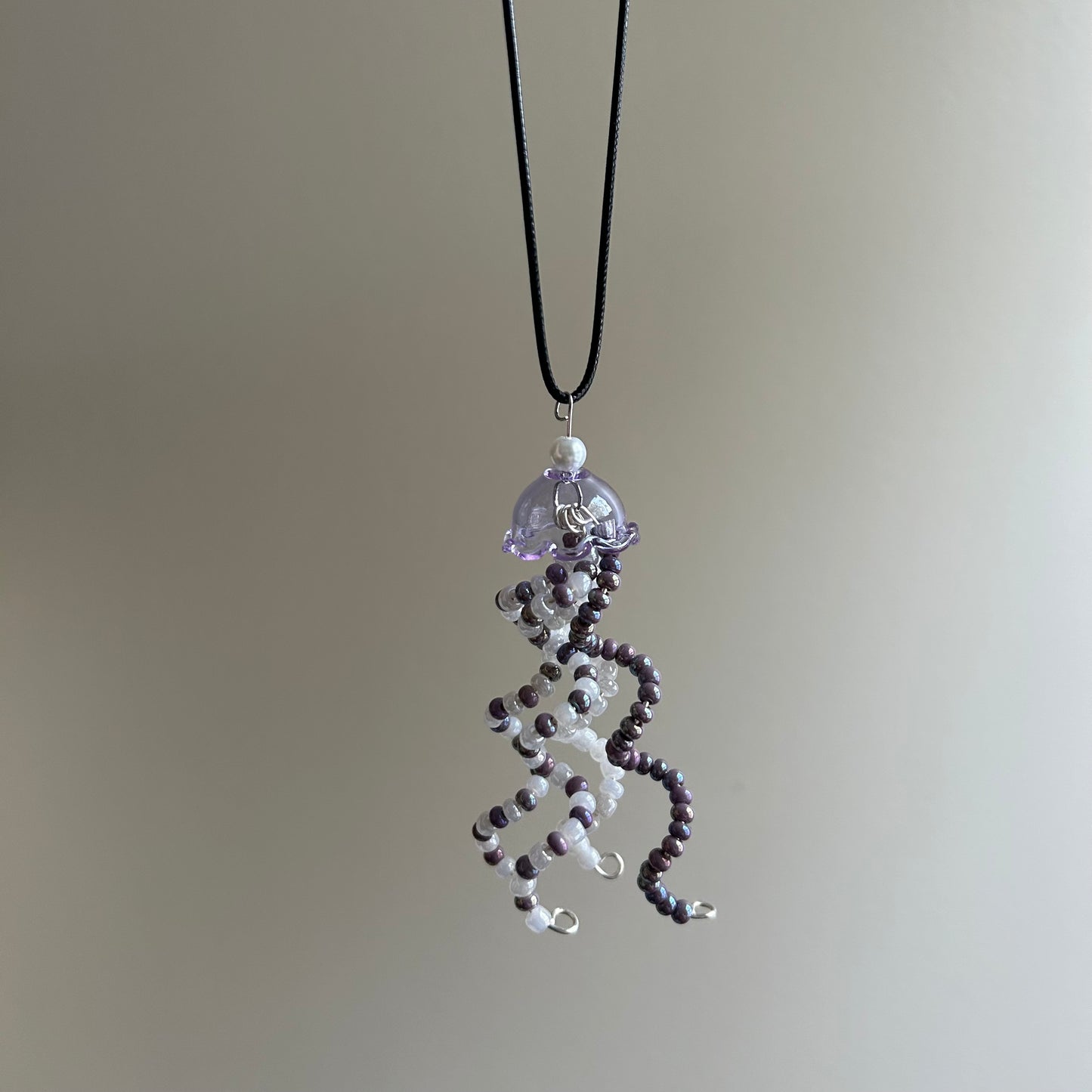 Lavender Jellyfish Beaded Necklace