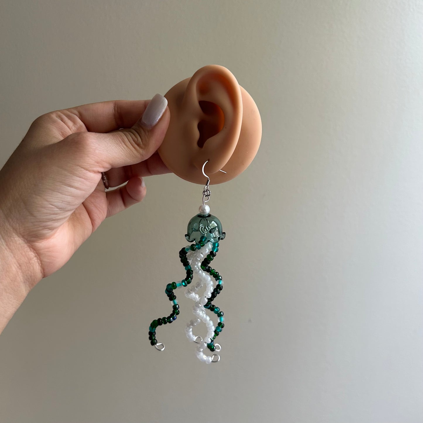 Seafoam Jellyfish Beaded Earrings