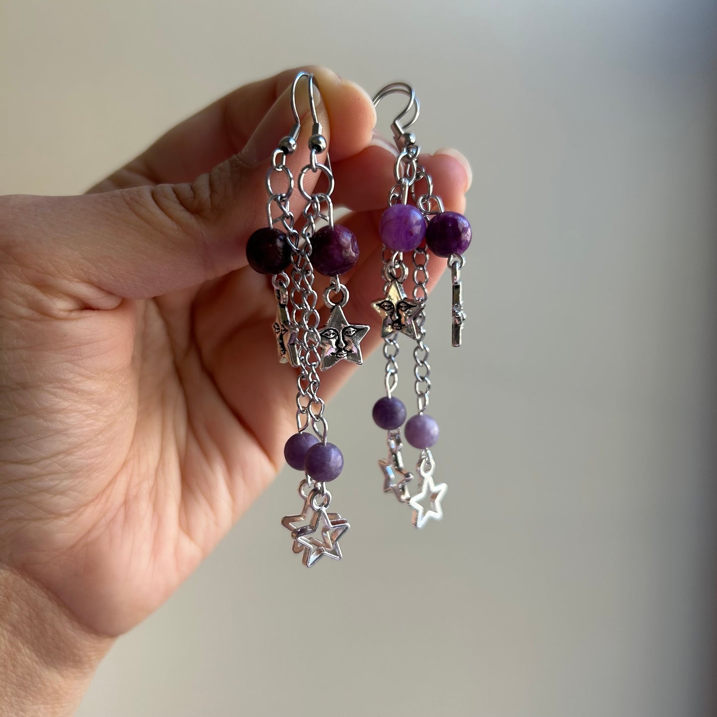 Lepidolite Star Earrings