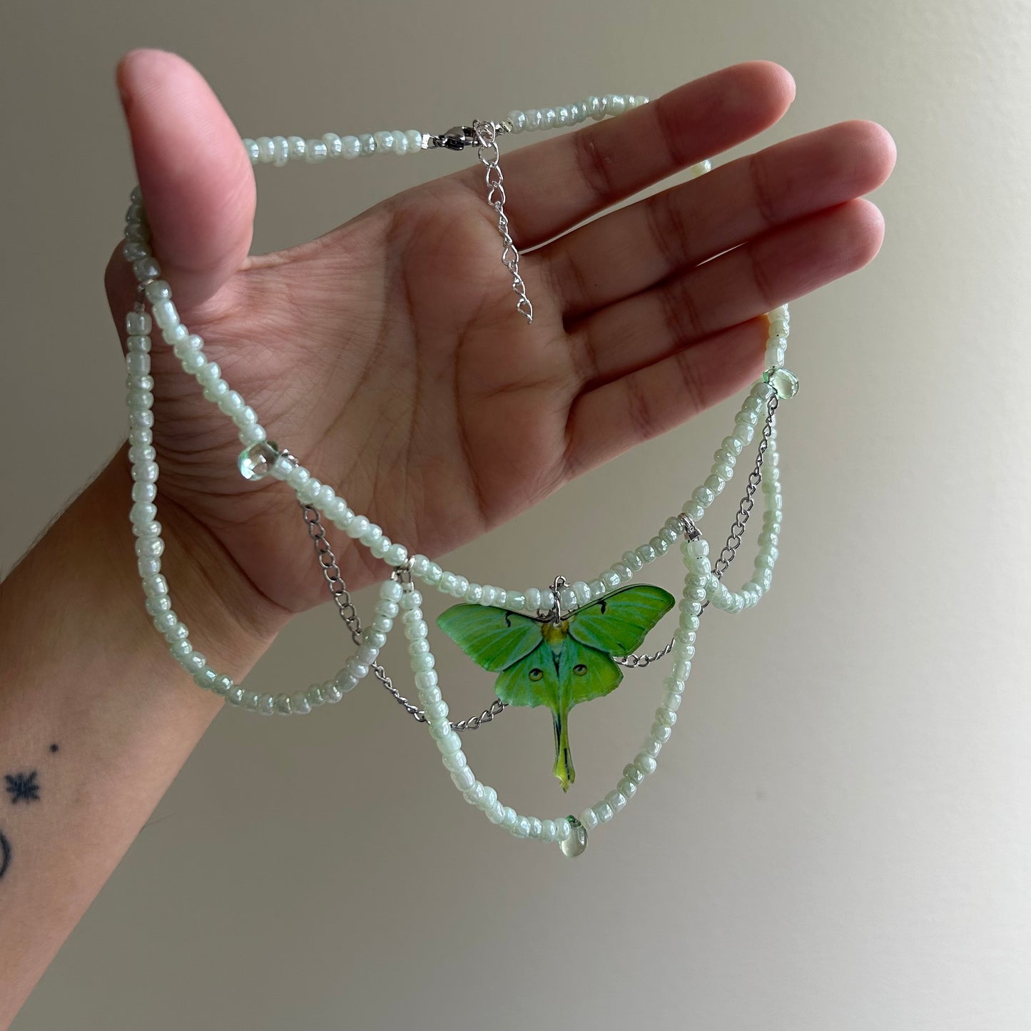 Luna Moth Goddess Beaded Necklace