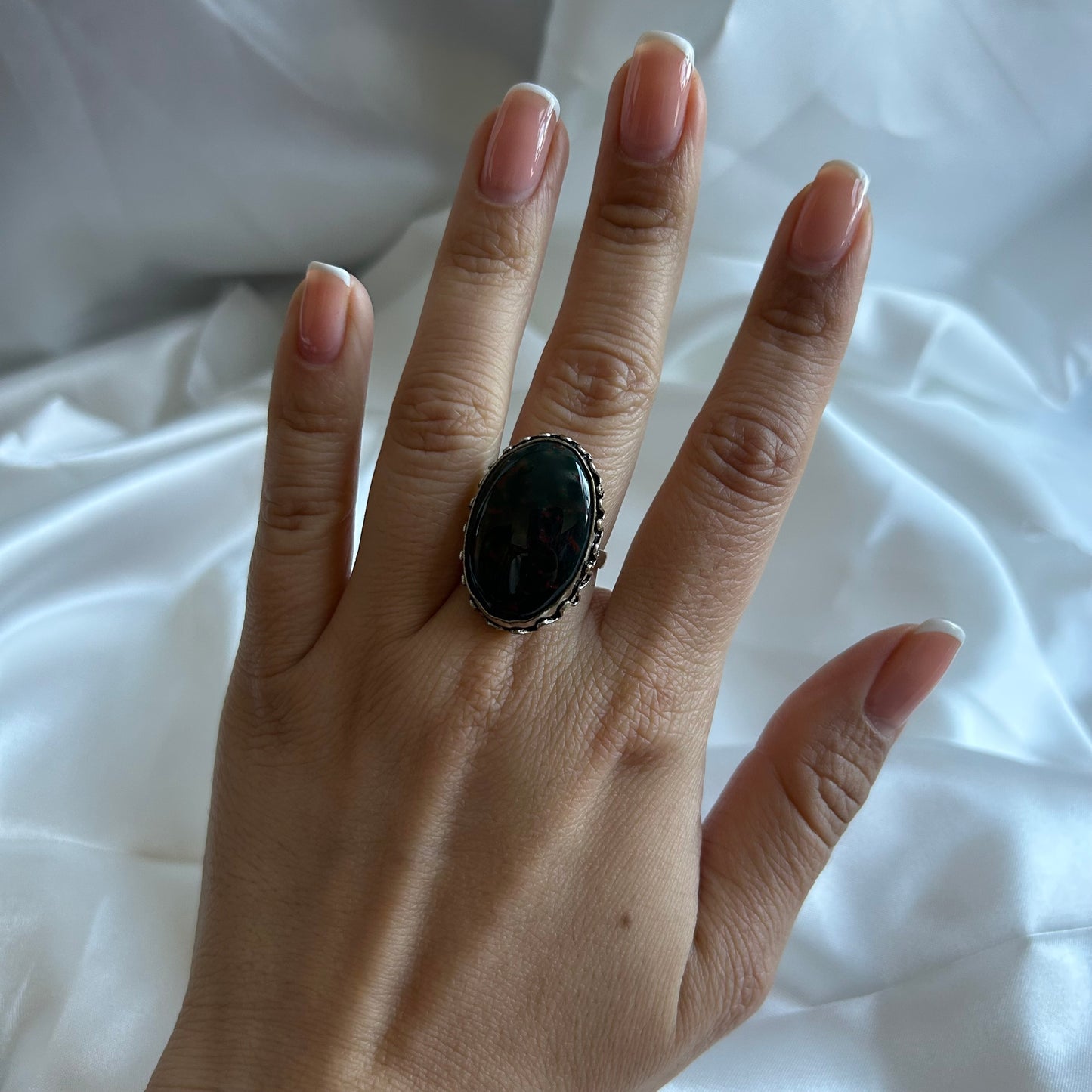 Extra Large Bloodstone Ring (Size US 7.5)