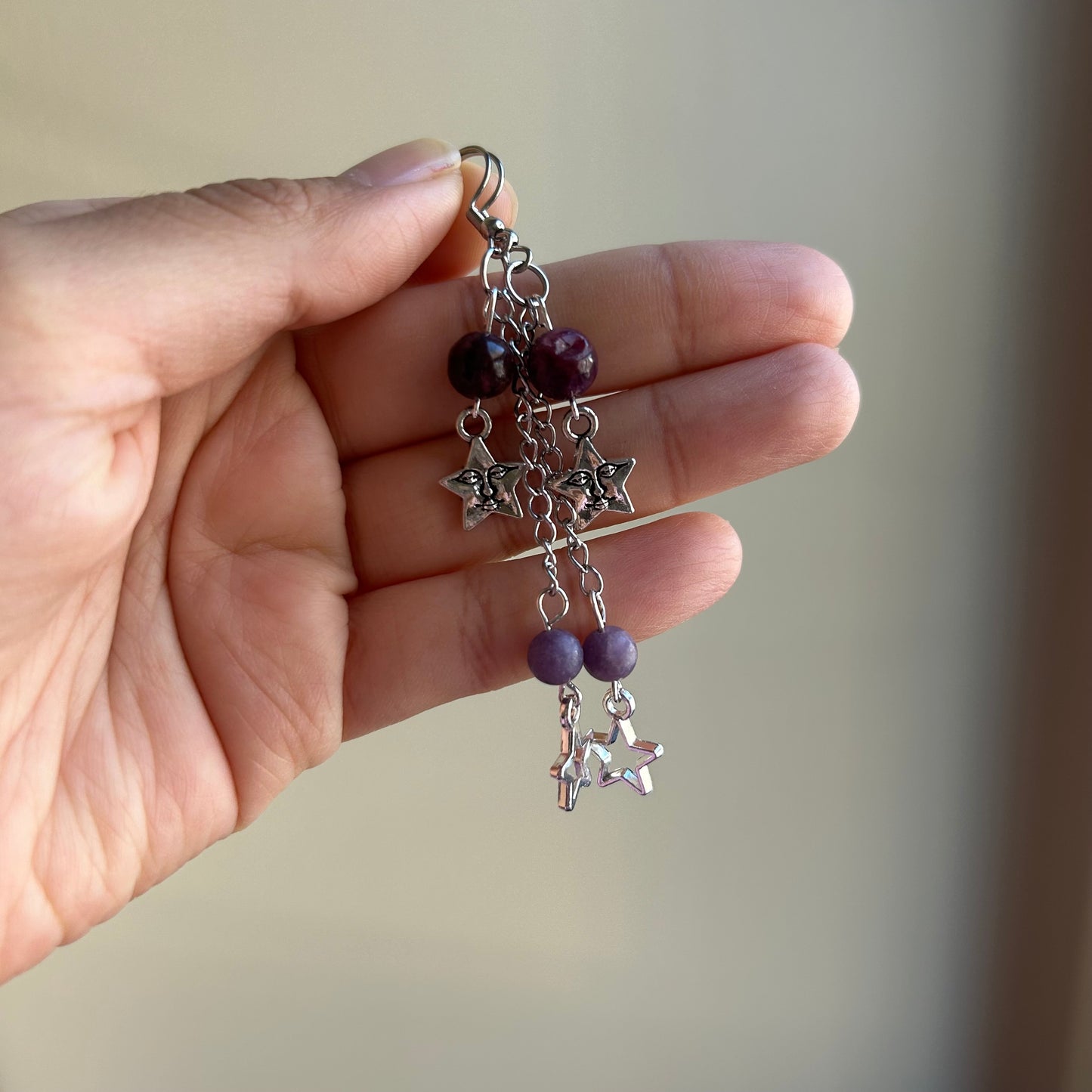 Lepidolite Star Earrings