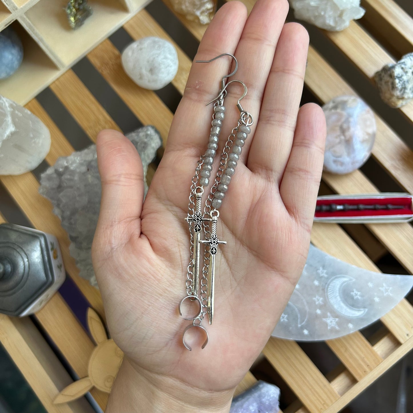 Sword Earrings with Cartilage Clip