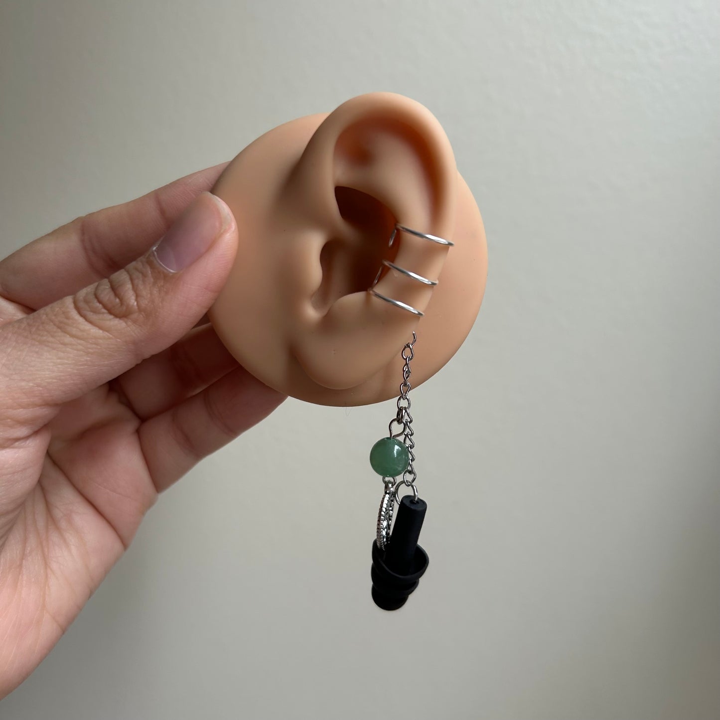 Green Aventurine Leaf Ear Plug Ear Cuffs