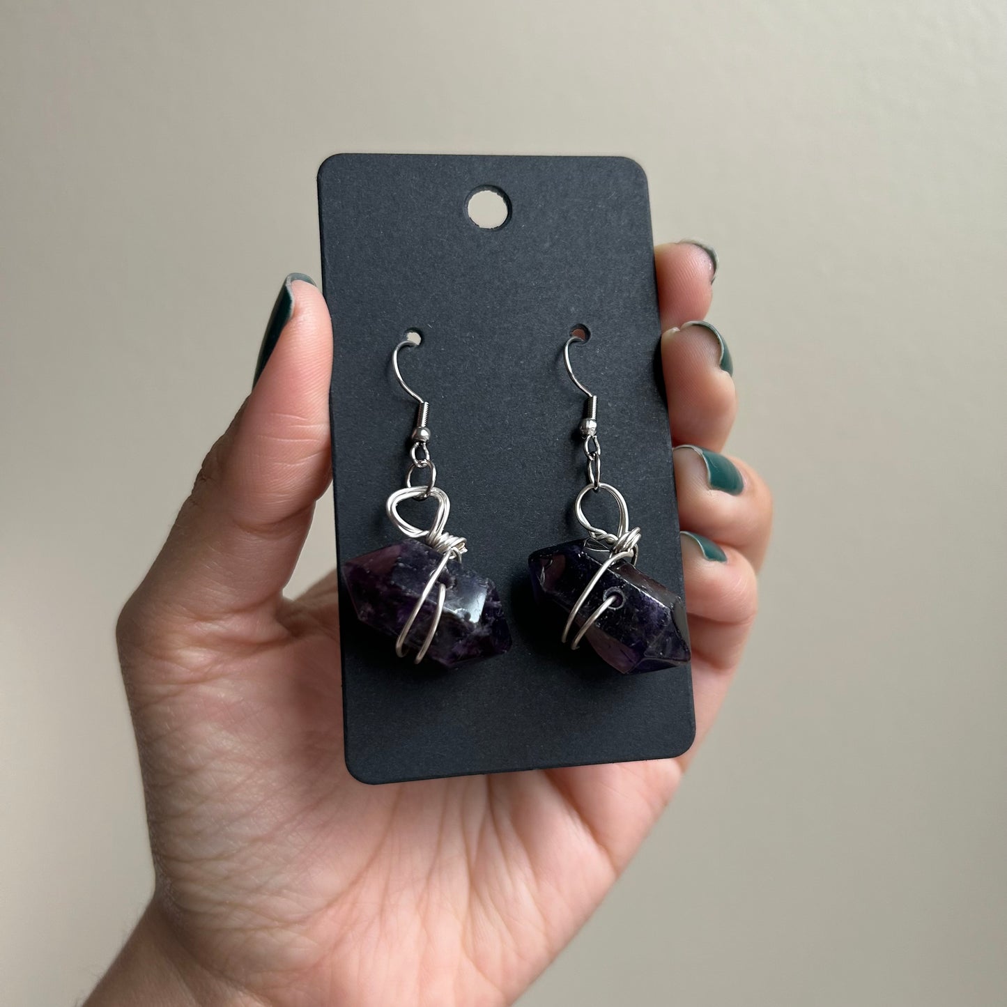 Wire-Wrapped Amethyst Earrings