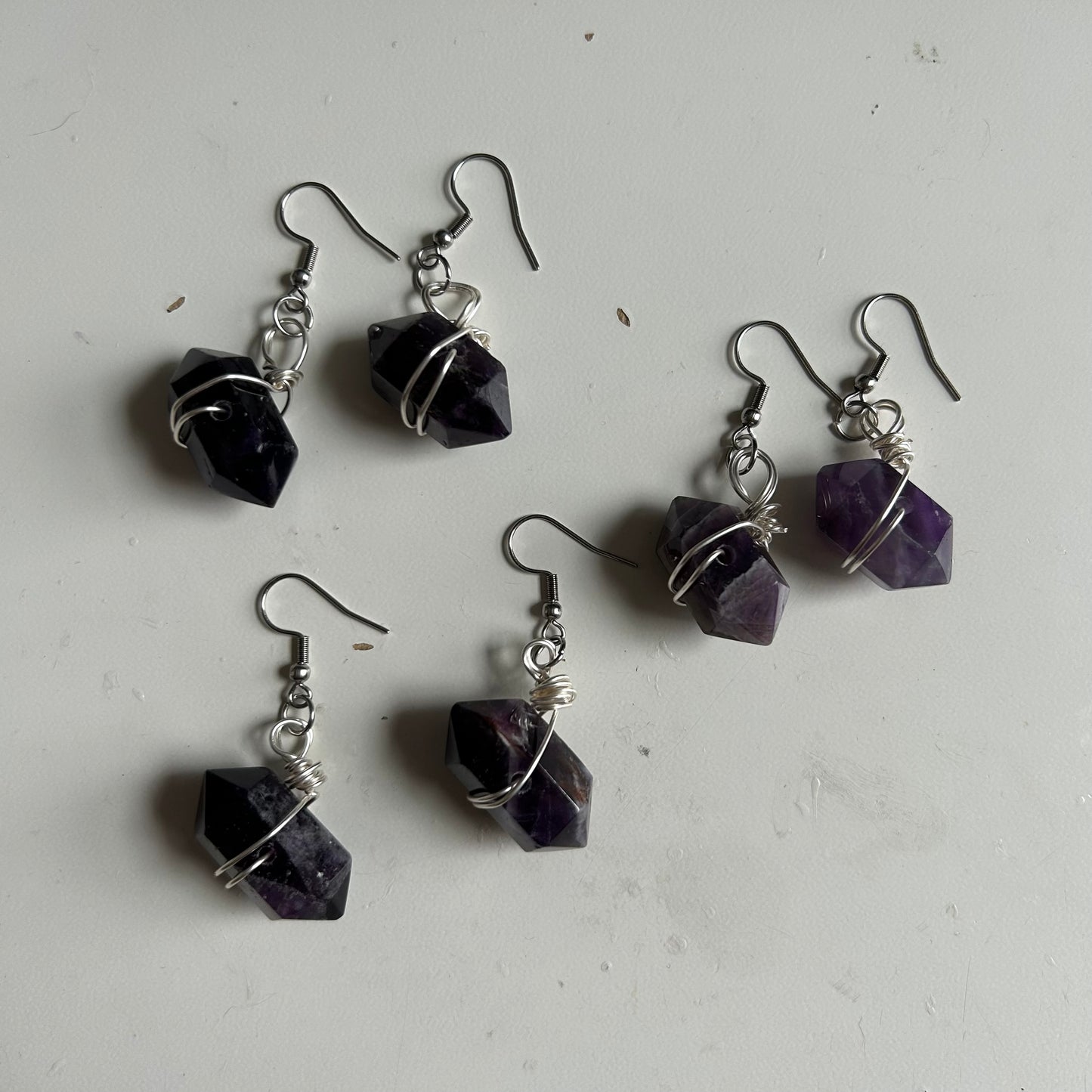 Wire-Wrapped Amethyst Earrings