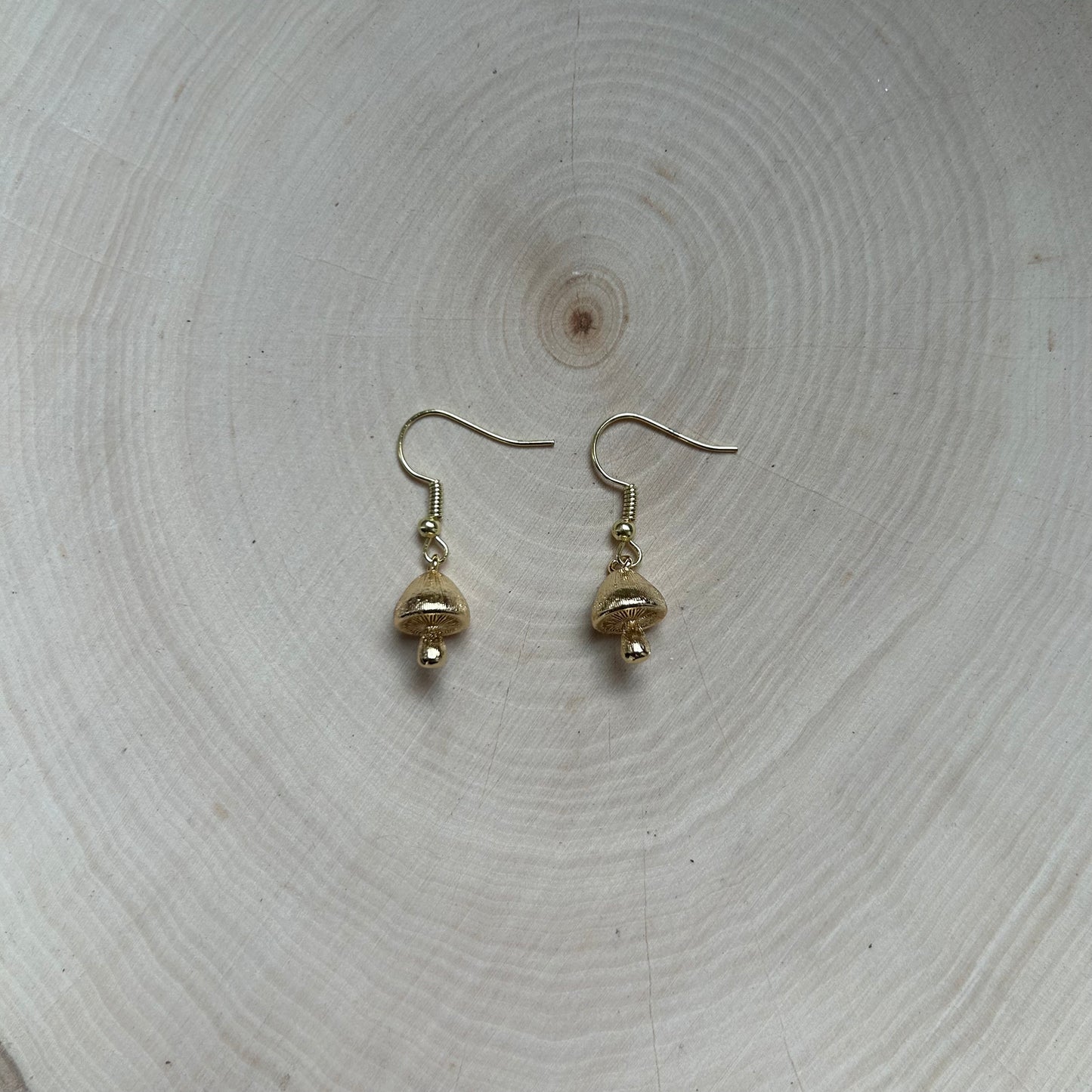Tiny Gold Mushroom Earrings