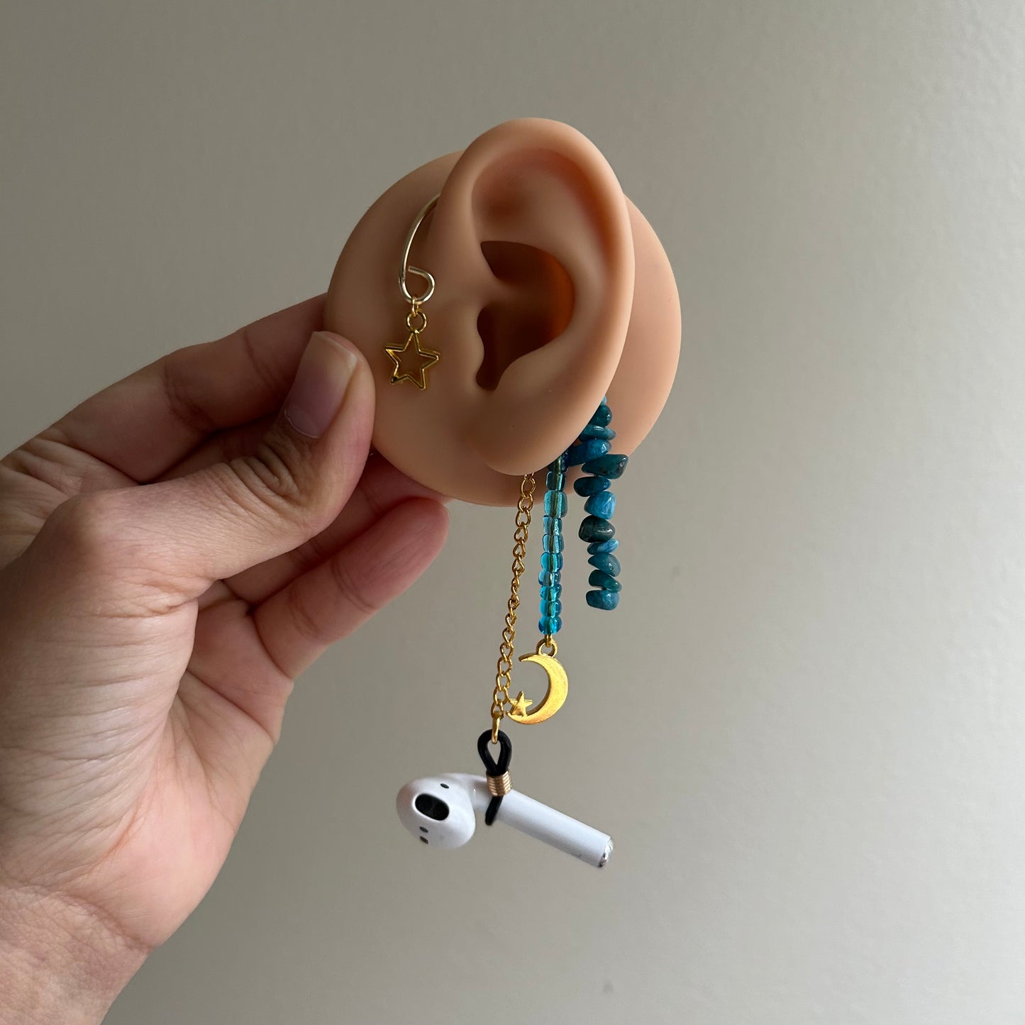 Blue Apatite Moon AirPod Ear Cuffs