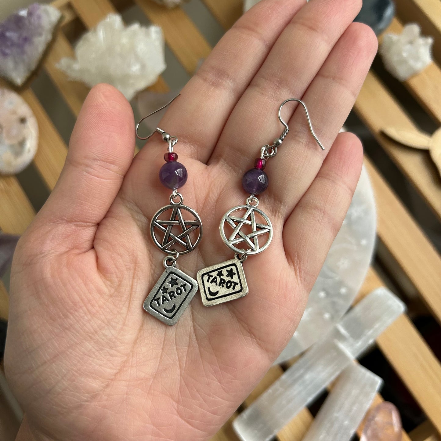 Amethyst Tarot Card Earrings