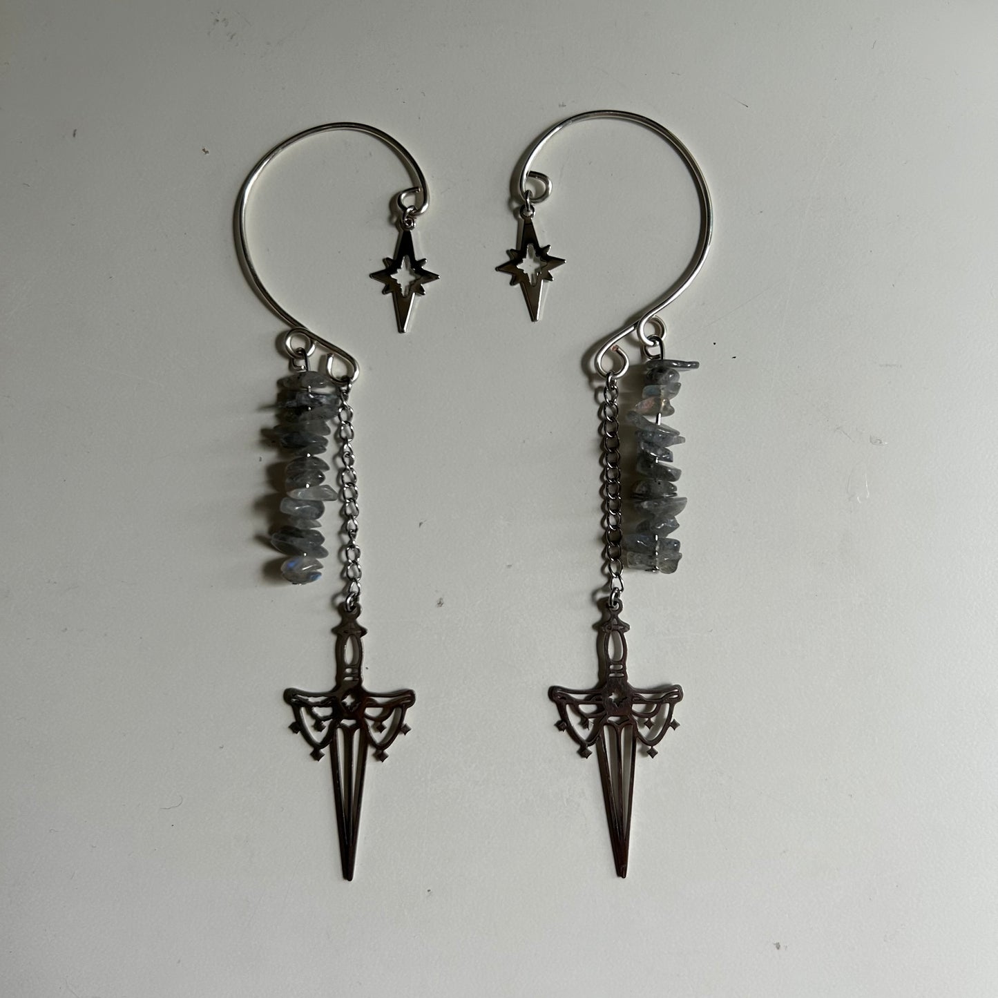 Silver Sword Ear Cuffs