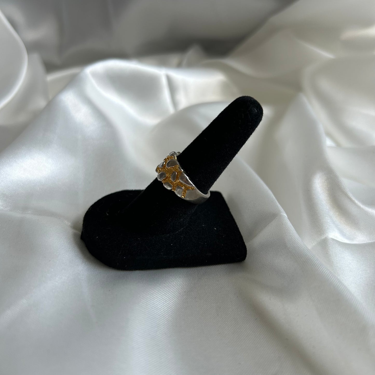 Two Tone Gold Nugget Ring (Size US 5.5)