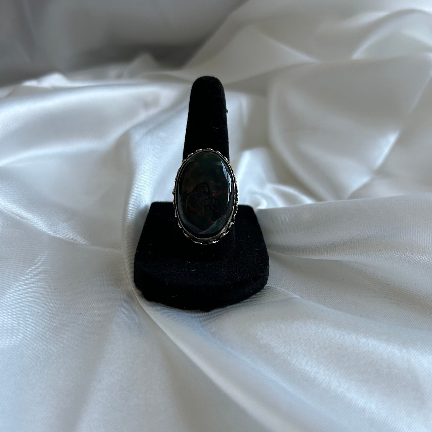 Extra Large Bloodstone Ring (Size US 7.5)