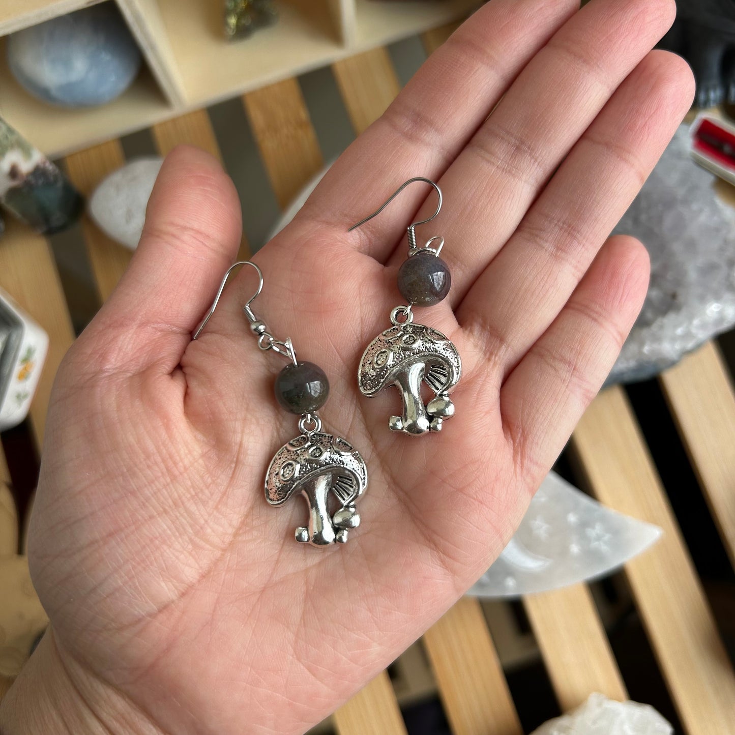 Agate Mushroom Earrings