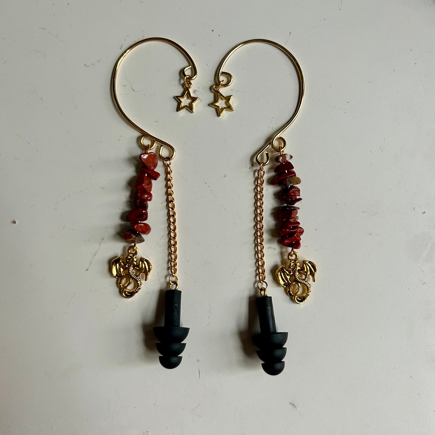 Red Jasper Dragon Earplug Ear Cuffs
