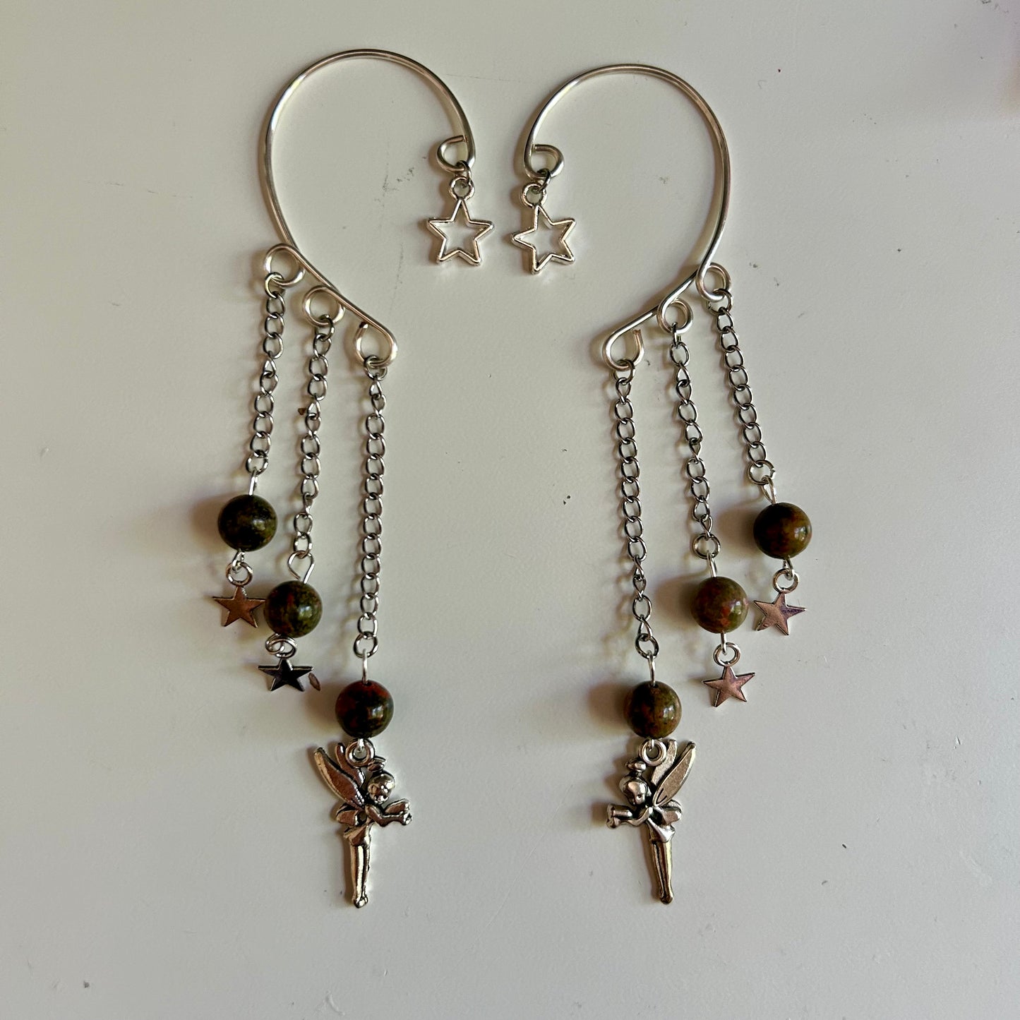 Unakite Star Fairy Ear Cuffs