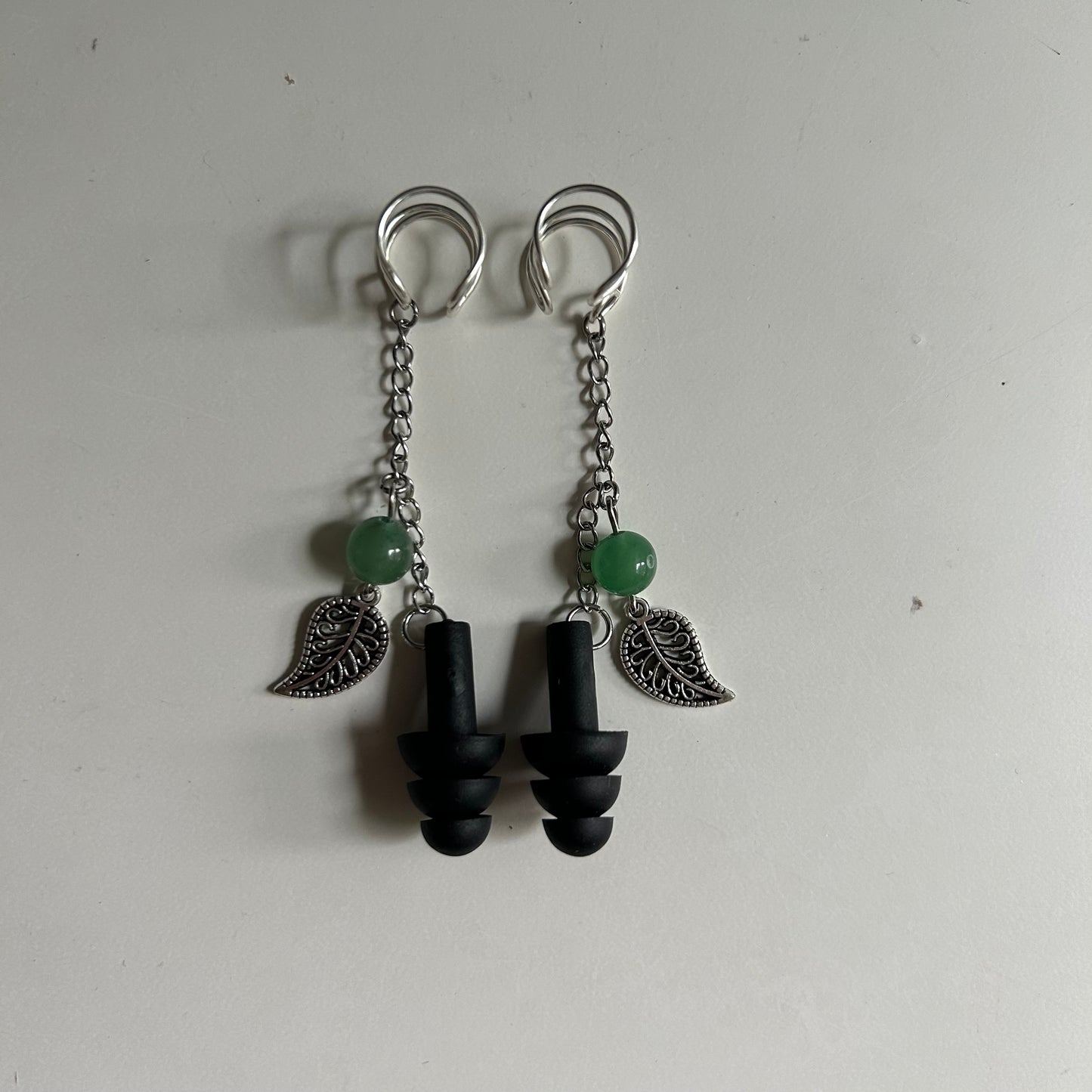 Green Aventurine Leaf Ear Plug Ear Cuffs