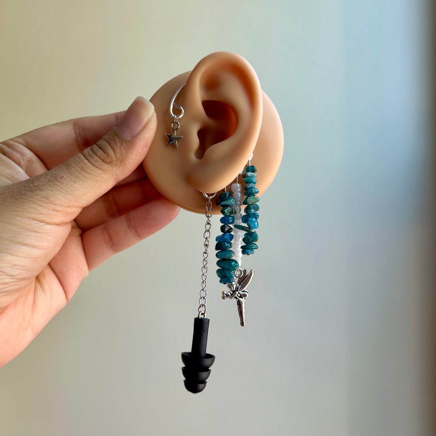 Blue Apatite Fairy Ear Plug Ear Cuffs