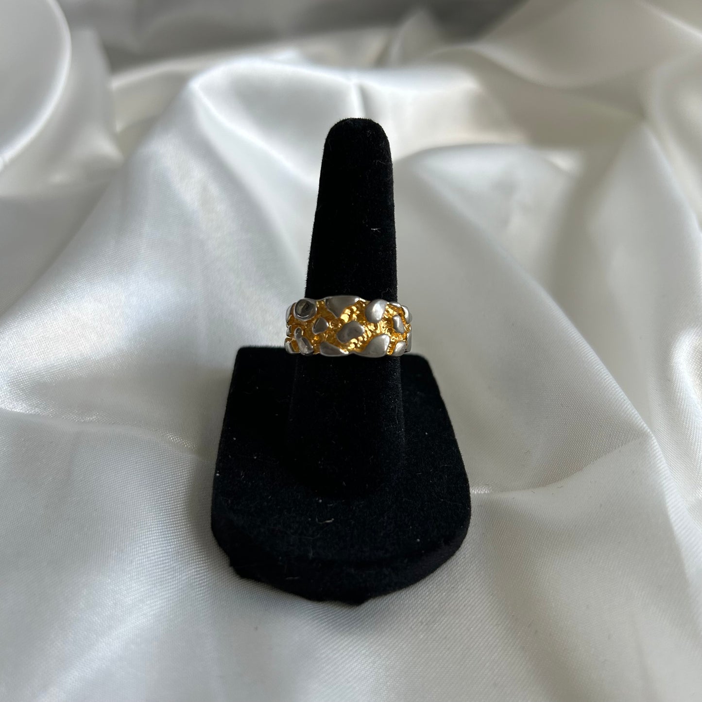 Two Tone Gold Nugget Ring (Size US 5.5)