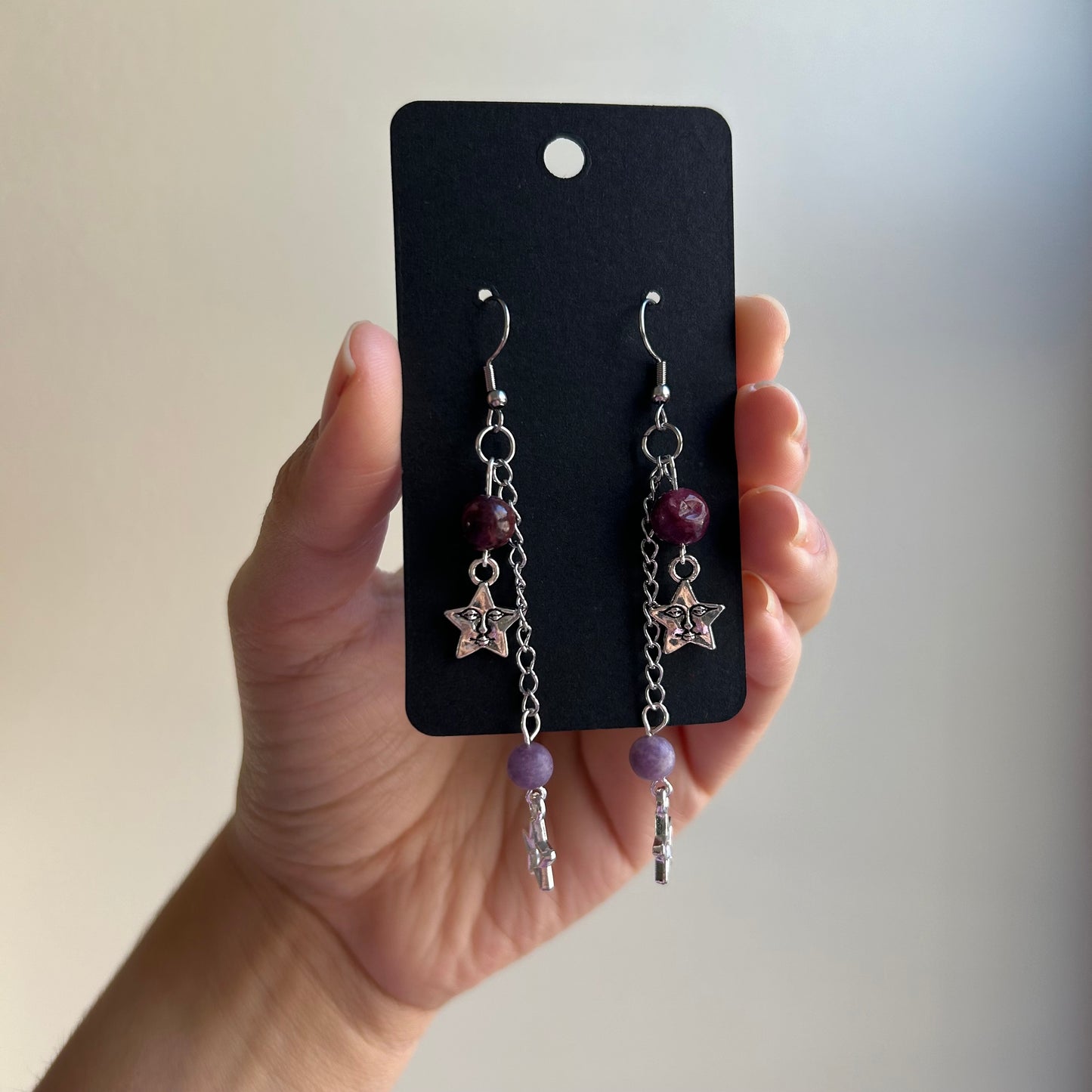 Lepidolite Star Earrings