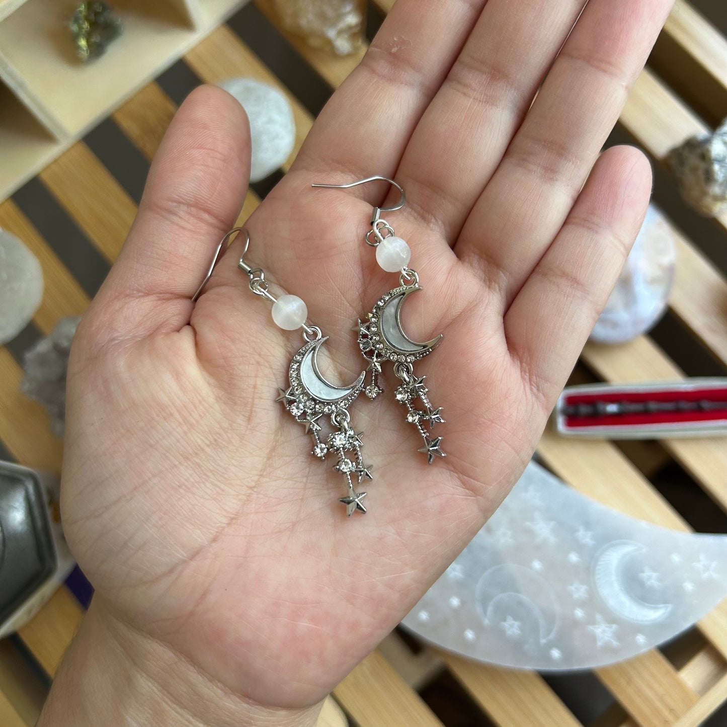Selenite Moon Beam Earrings