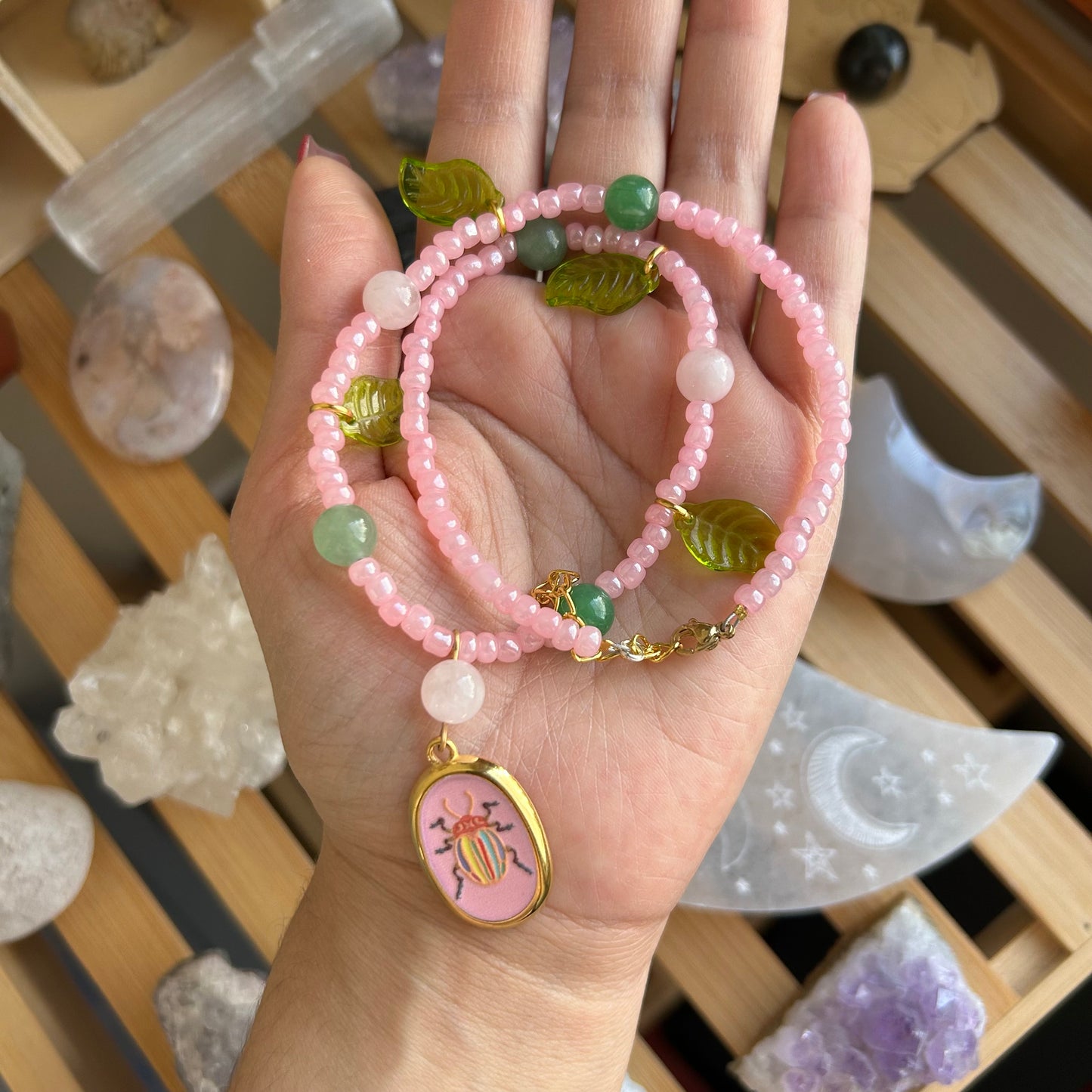 Quirky Beetle Beaded Necklace