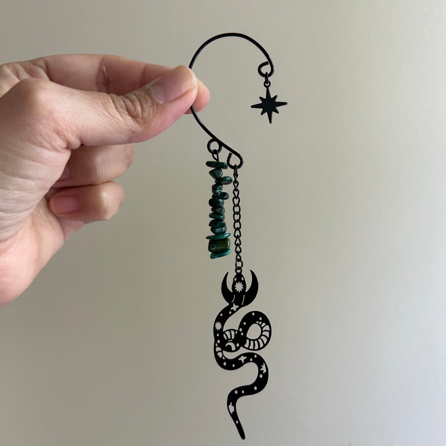 Malachite Snake Ear Cuffs