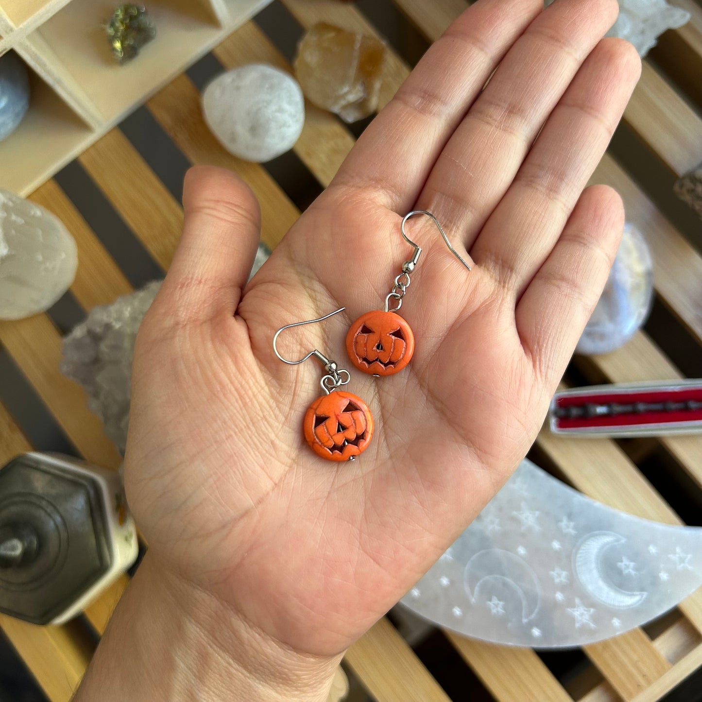 Orange Jack-O-Lantern Earrings