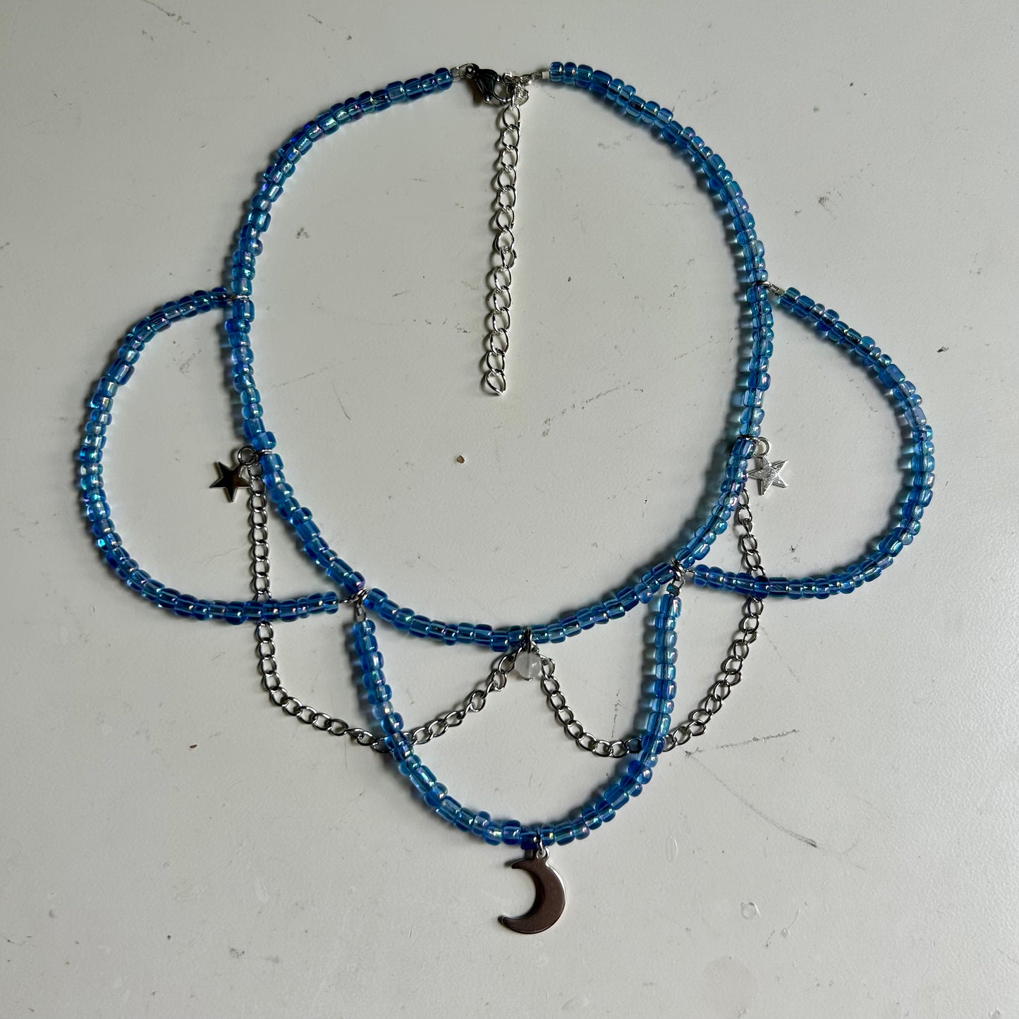 Blue Moon Beaded Choker