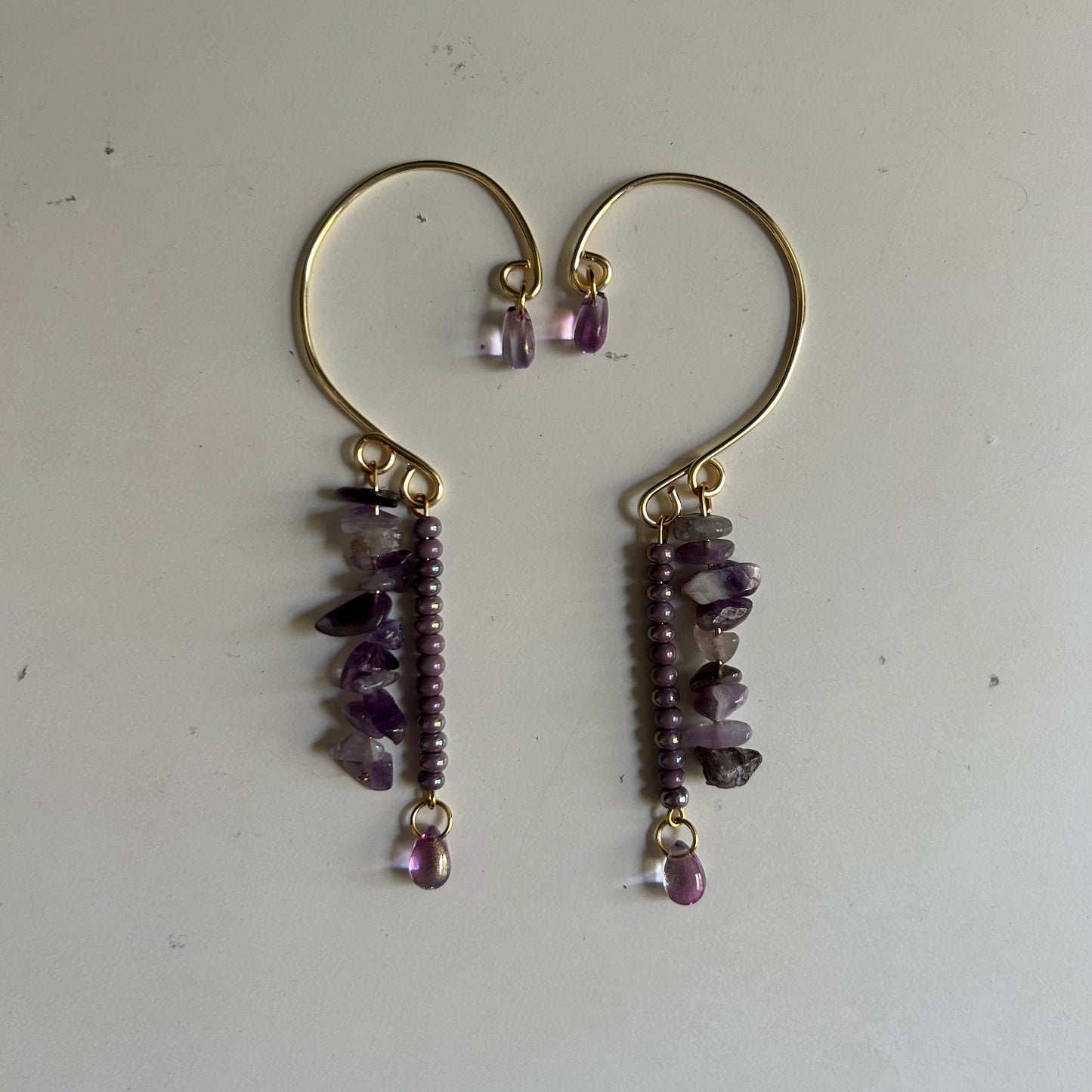 Purple Dew Drop Ear Cuffs