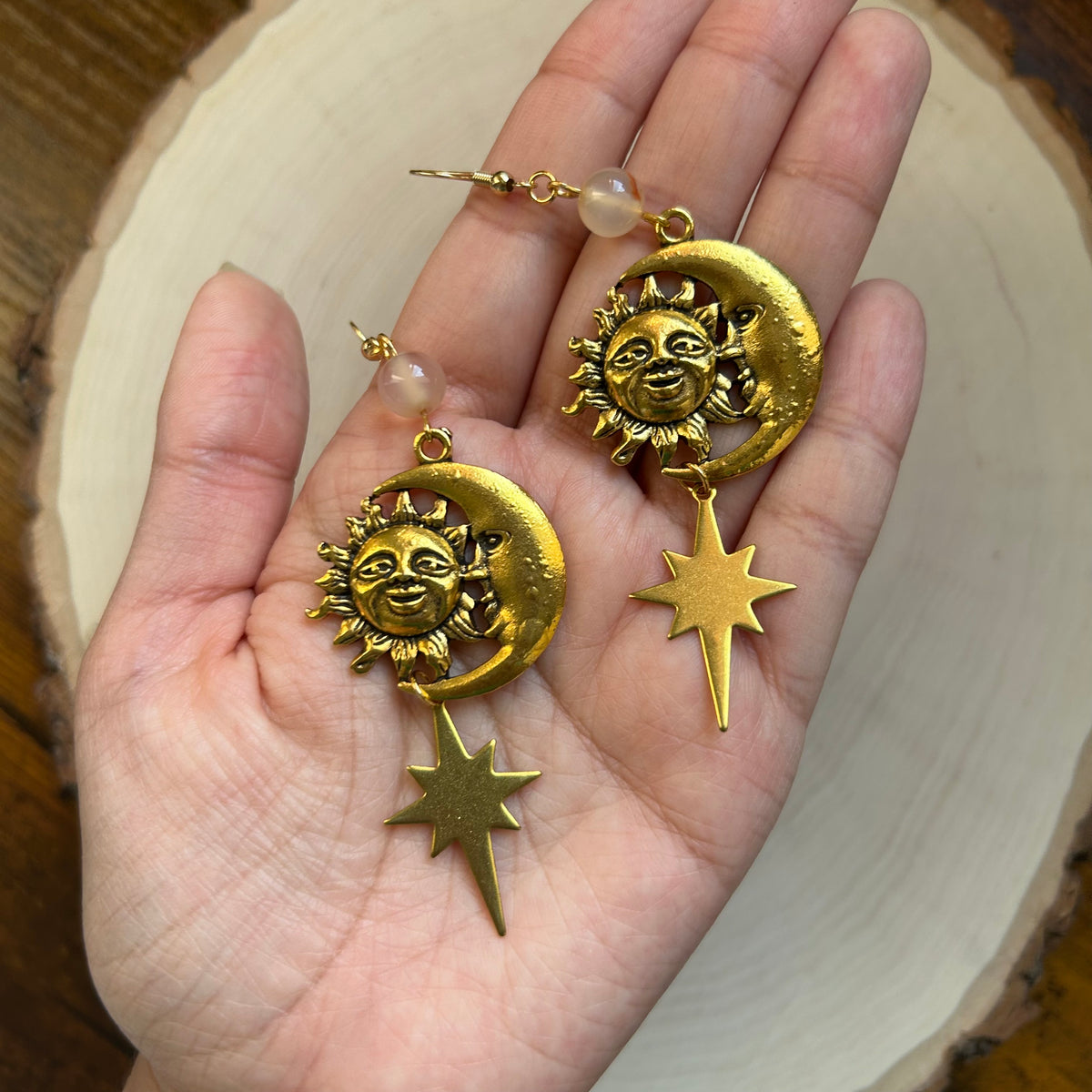 Carnelian Sun & Moon Earrings