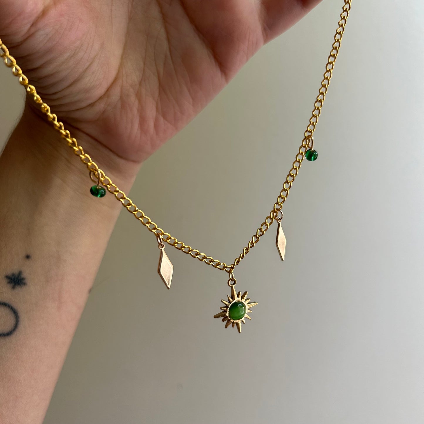 Green Sunburst Necklace