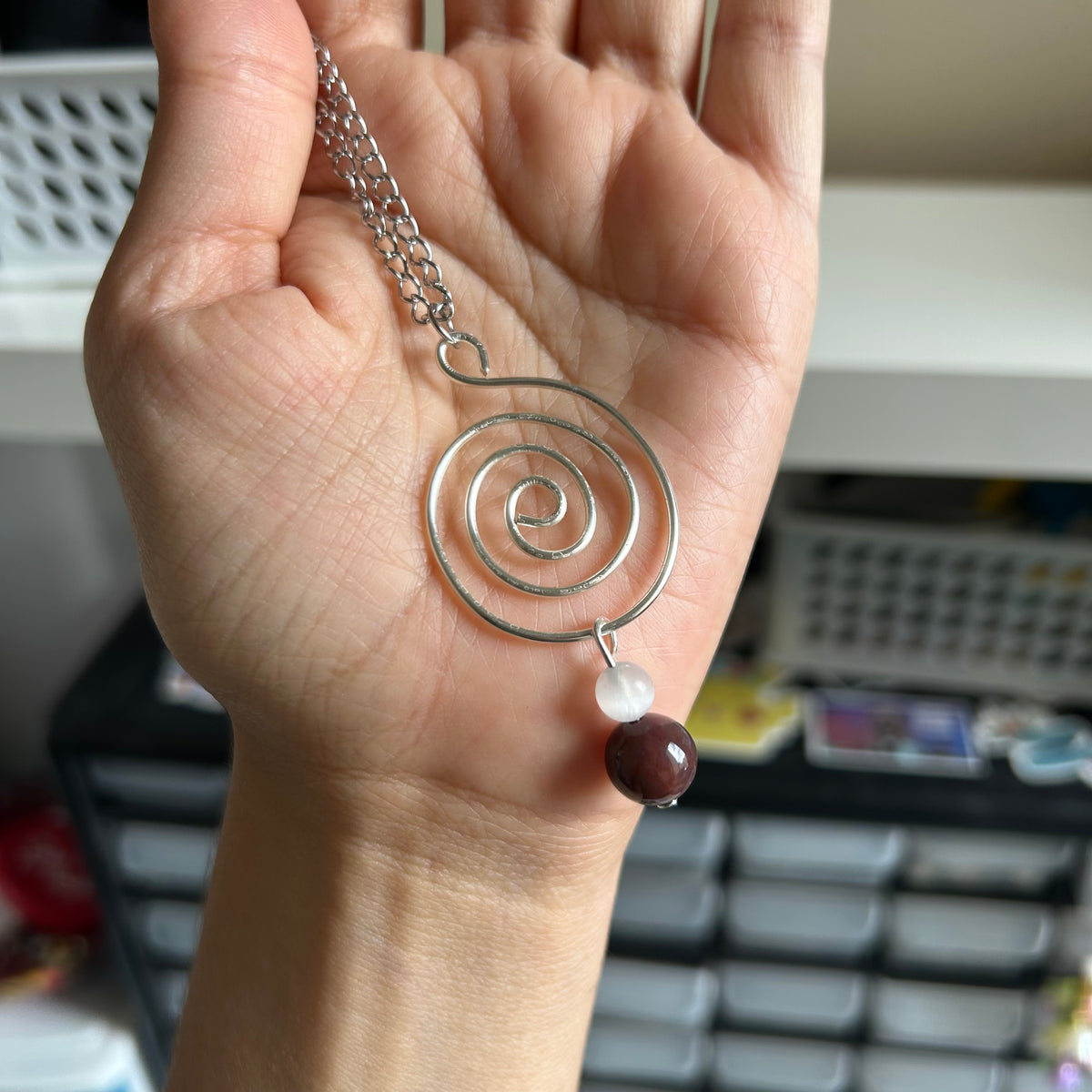 Jasper Selenite Spiral Chain Necklace