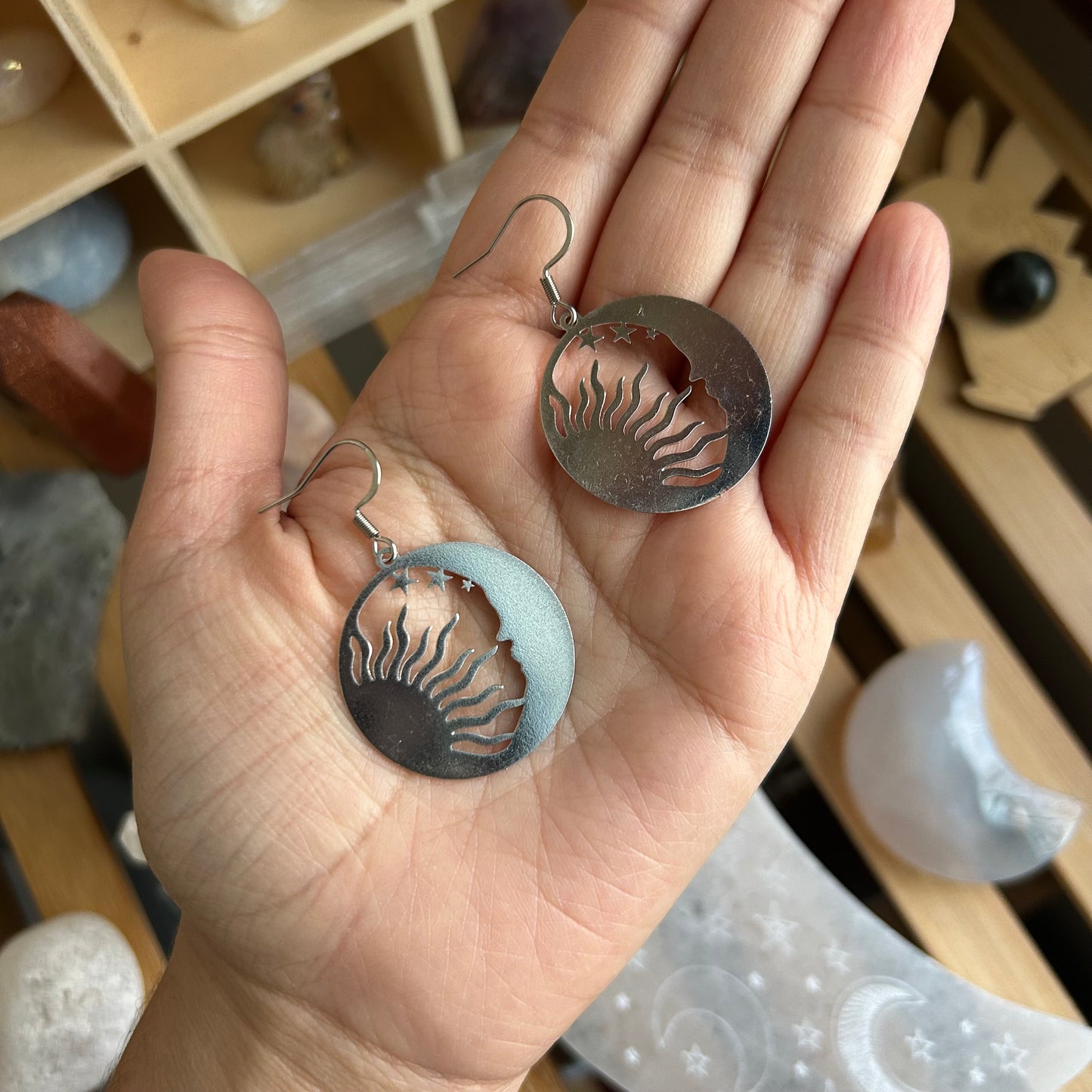 Round Sun & Moon Earrings