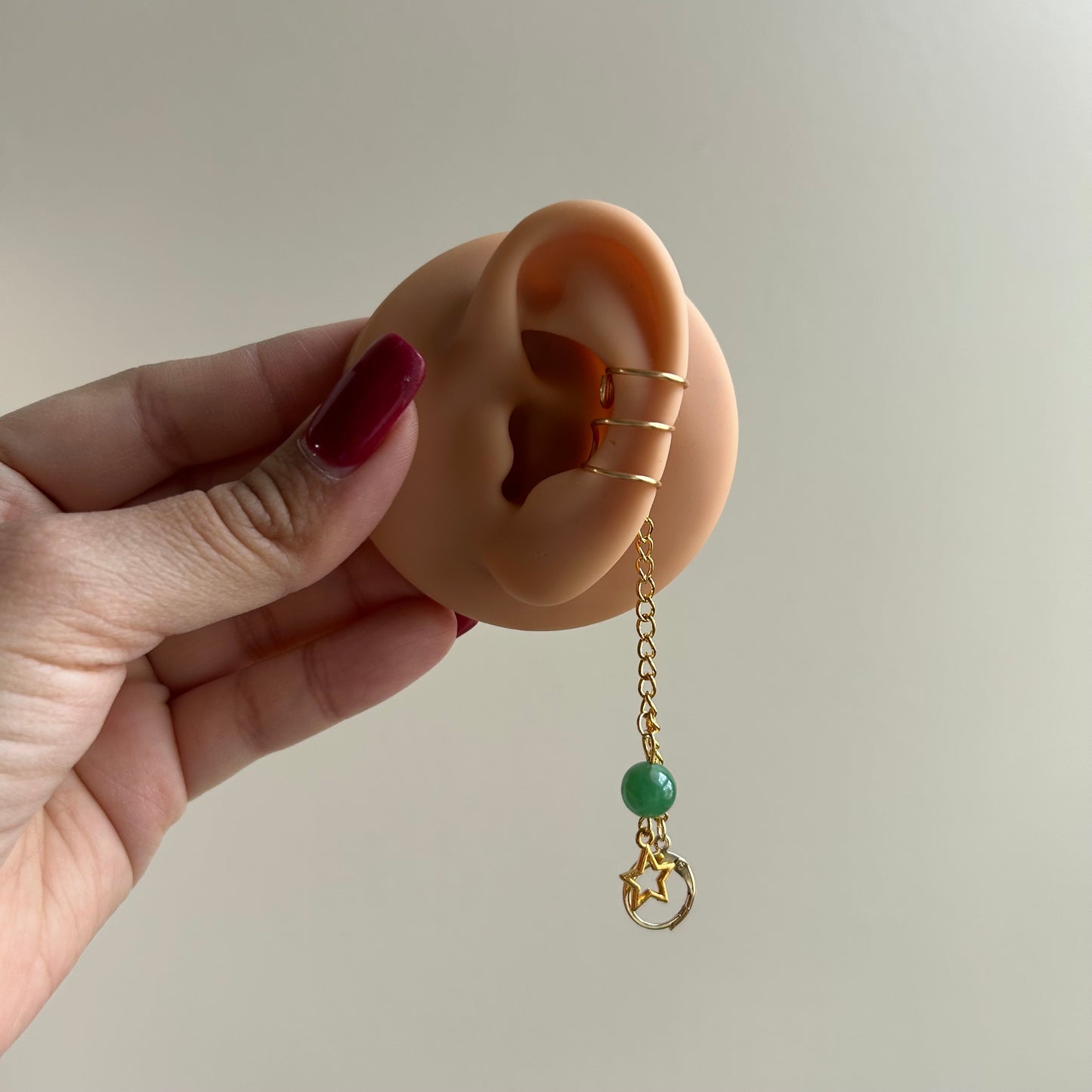 Green Aventurine Star LOOP Ear Cuffs *LOOP EARPLUGS NOT INCLUDED*